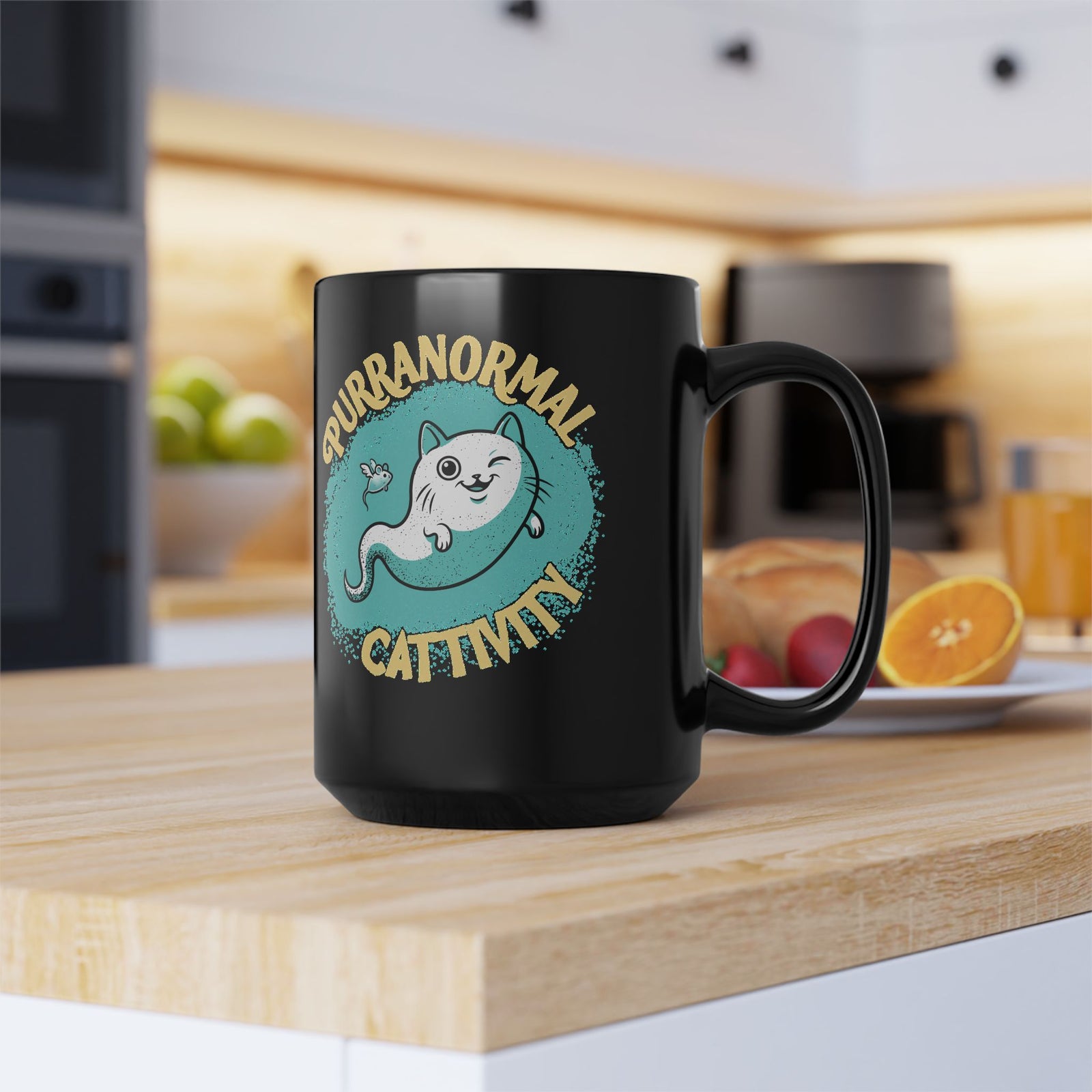 Purranormal Cattivity Black Mug — Funny Paranormal Cat Mug