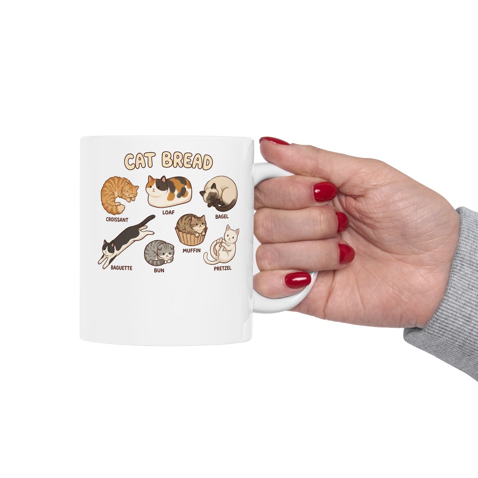 Cats & Breads Ceramic Mug — Cute Cat and Bread Graphic Mug