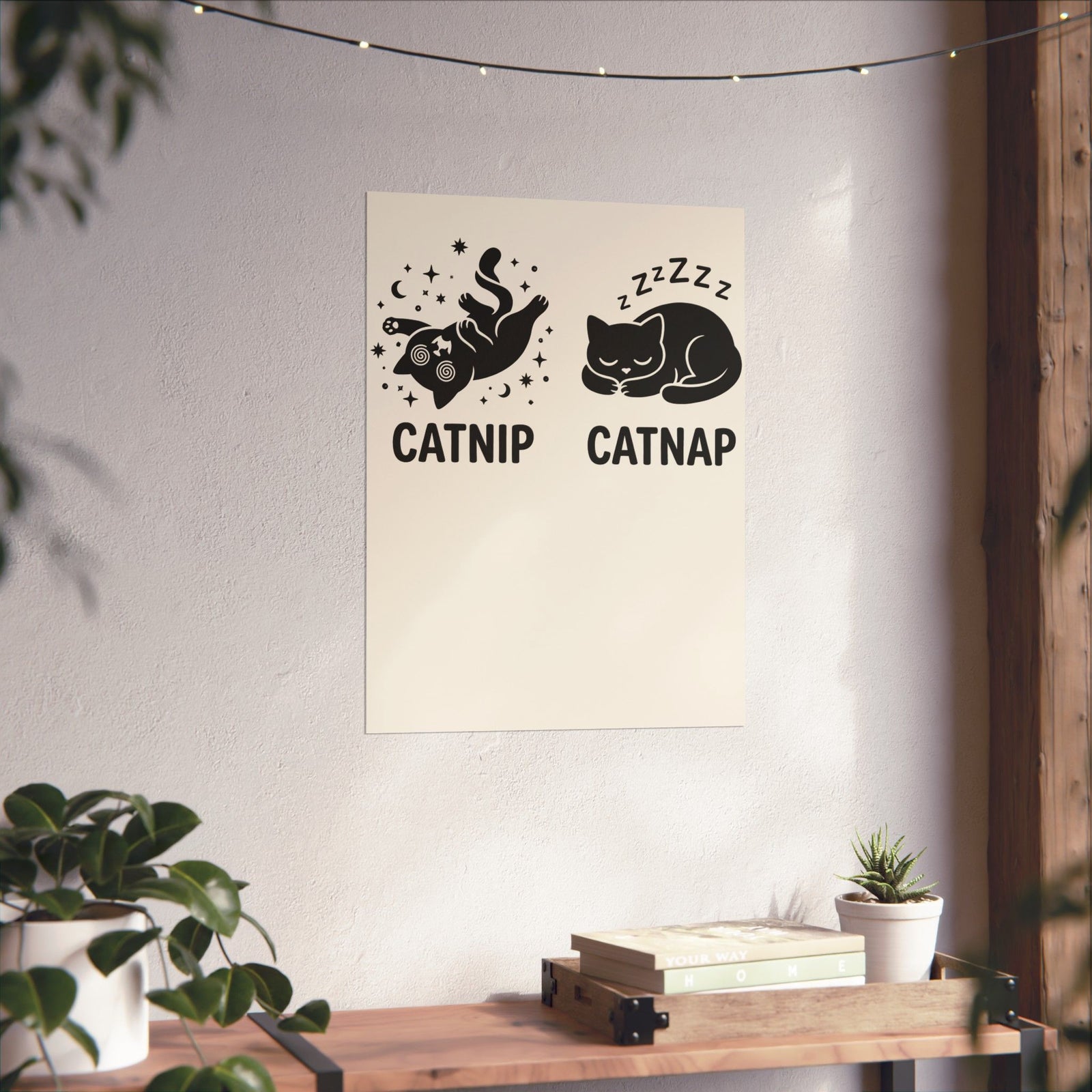Catnip Catnap Cat Poster — Cute Cat Nap Graphic Poster