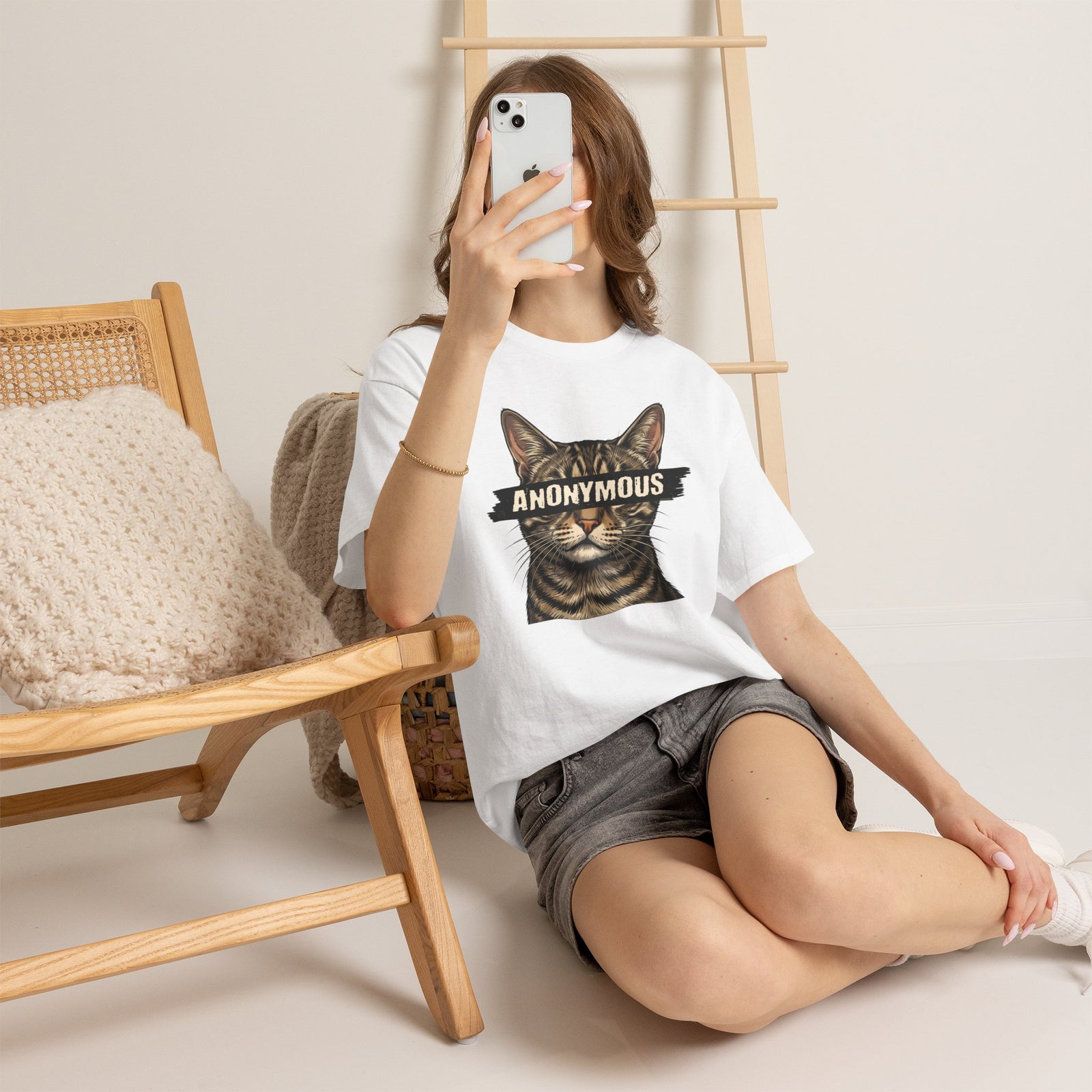 "Anonymous" Censored Cat T-Shirt, Edgy Feline Graphic Tee