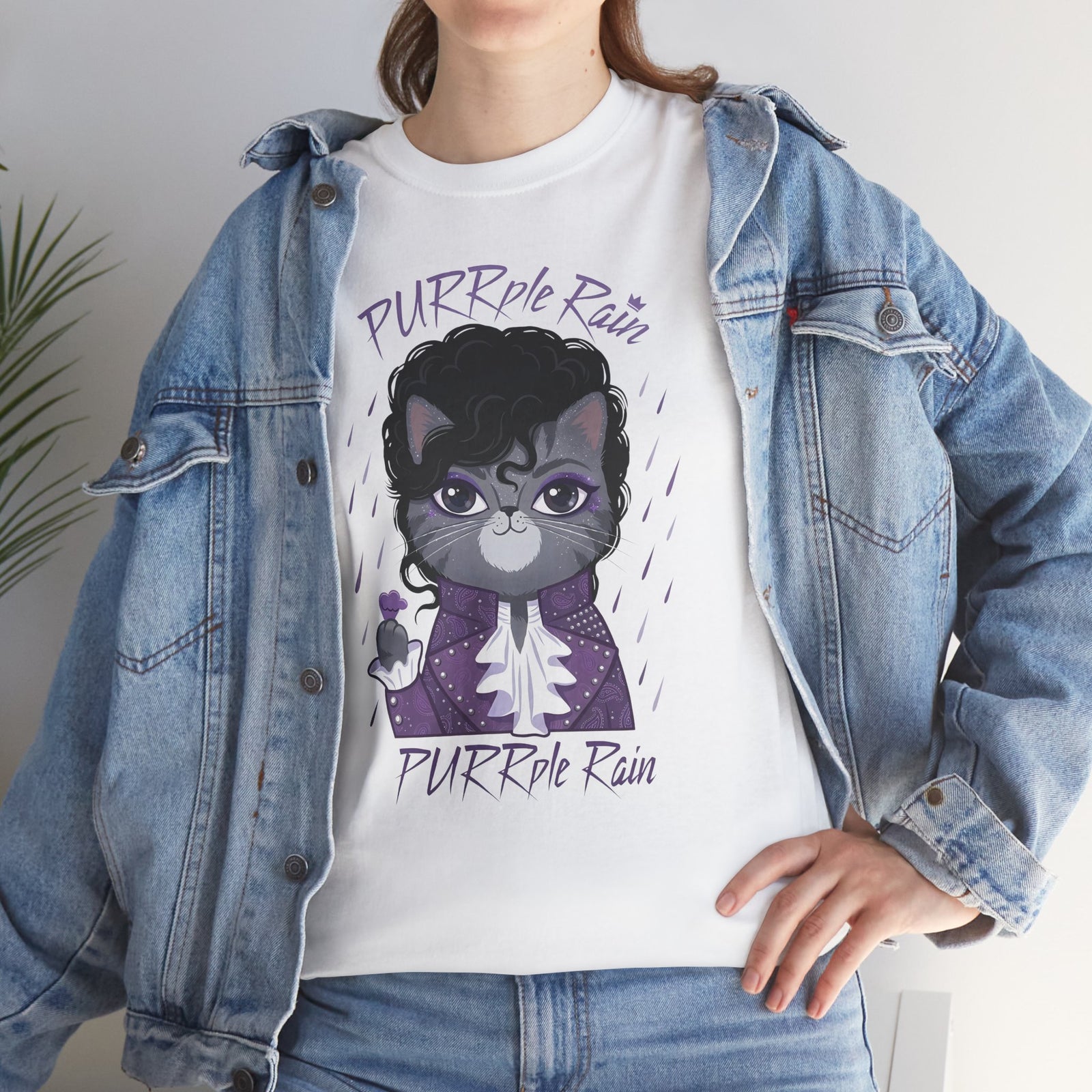Purrple Rain Cat Parody T-Shirt — Cute Cat 'Purrple Rain' Graphic Tee