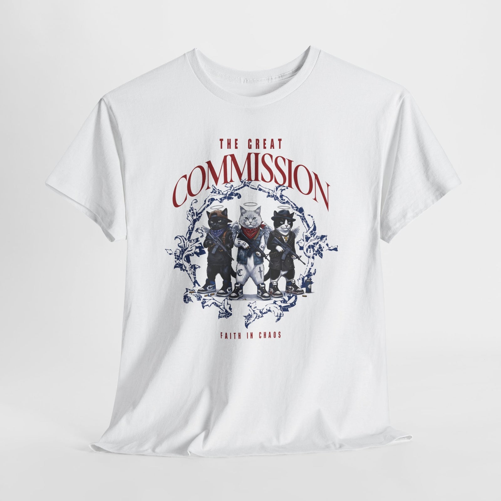 The Great Commission Faith In Chaos T-Shirt — Edgy Streetwear Angel Cats Tee