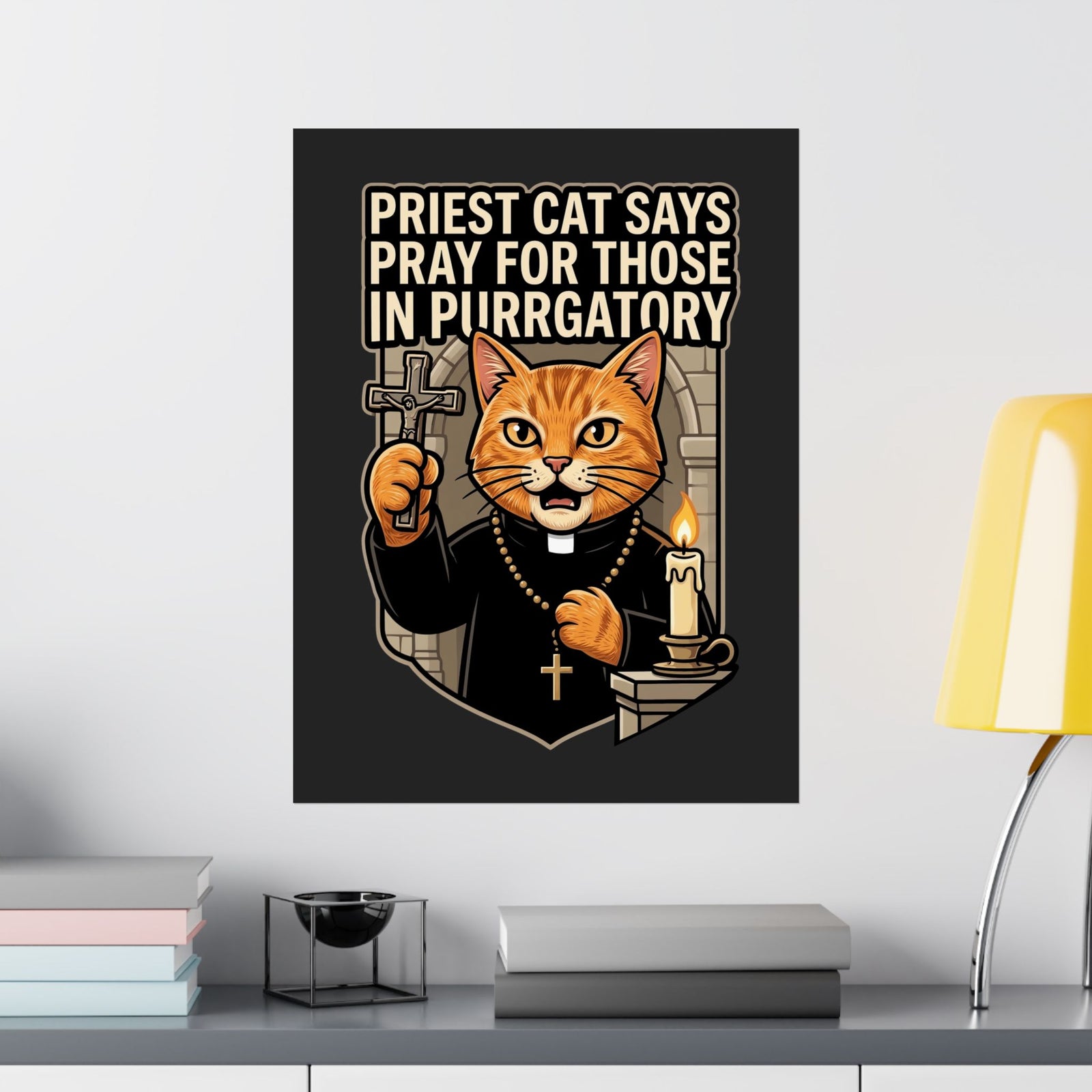 Priest Cat 'Pray For Those In Purratory' Poster