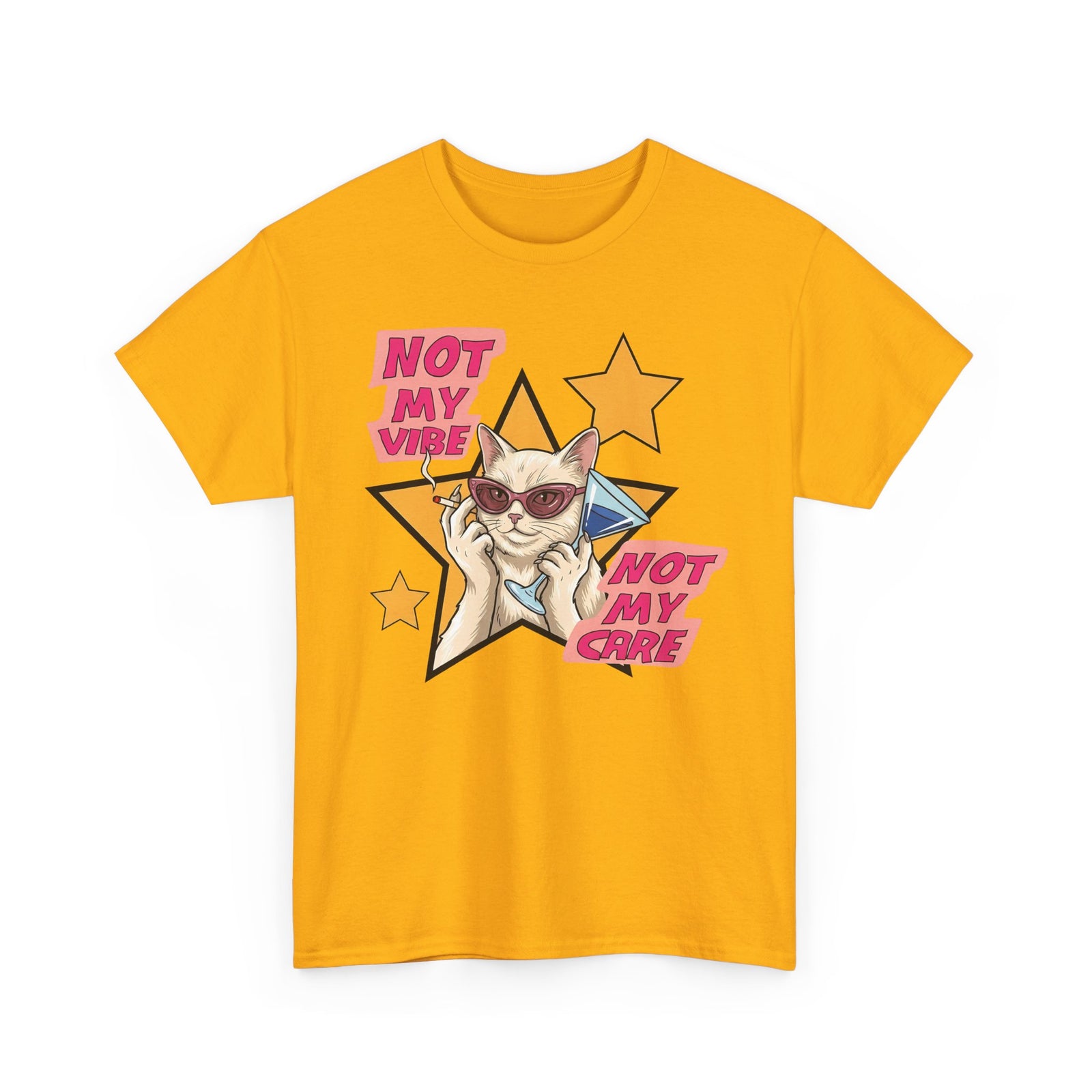Not My Care Retro Cat T-Shirt — Unbothered Pop Art Feline Tee