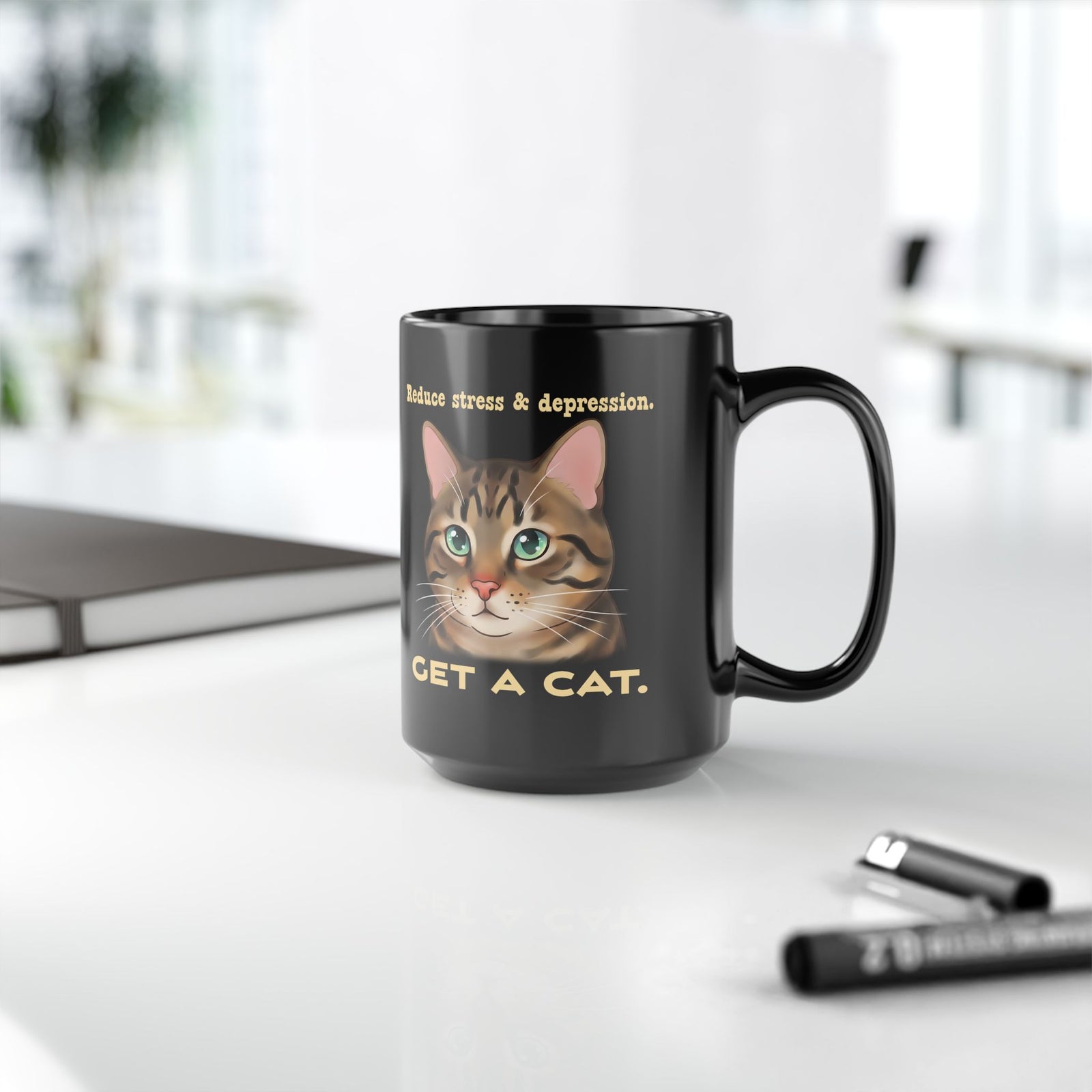 Get a Cat Black Mug — Cute Cat Lover Mug