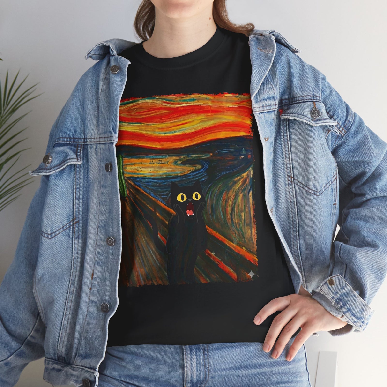Black Cat Scream T-Shirt — Cats Scared by Cucumbers Graphic Tee