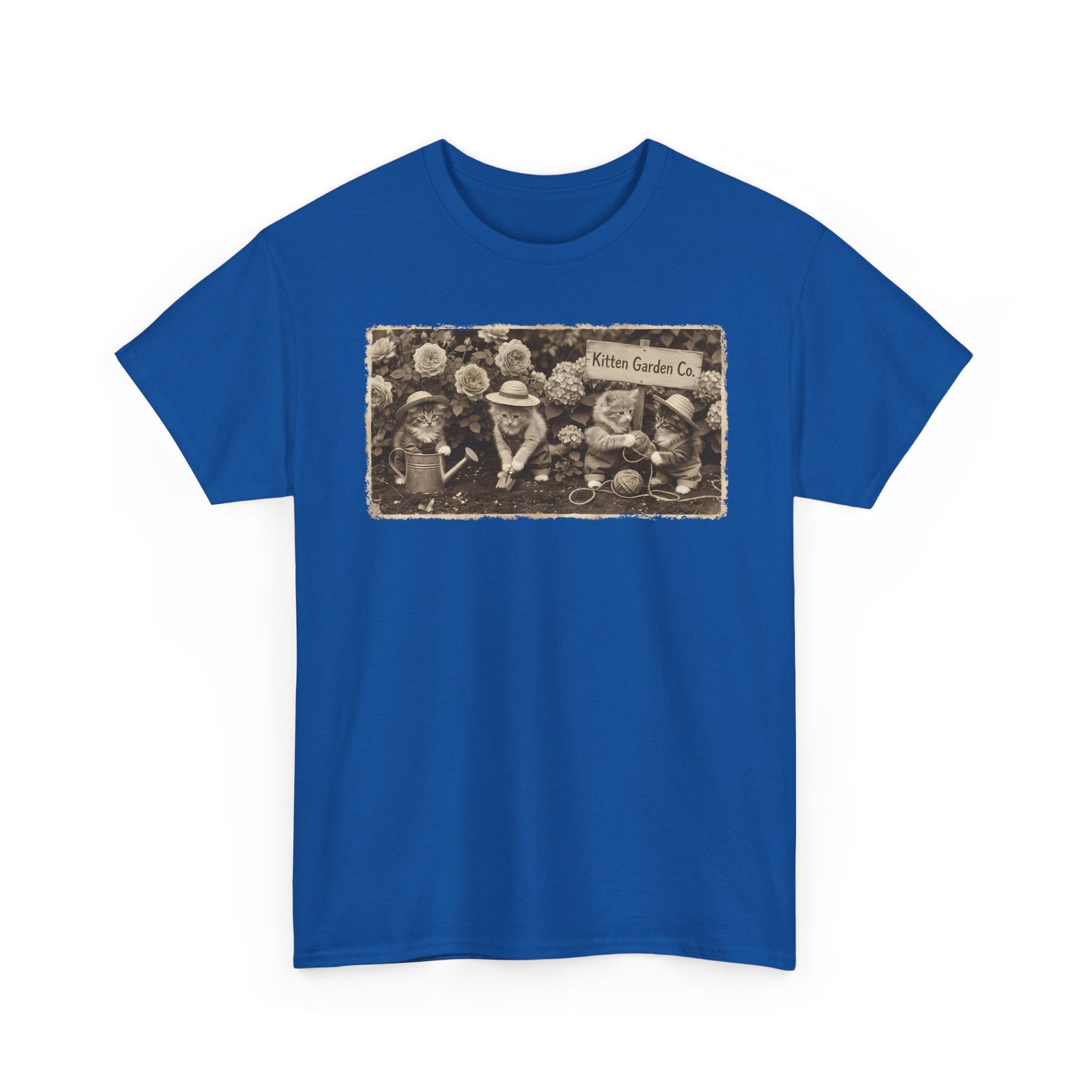 Vintage Kittens in the Garden T-Shirt — Cute Floral Cat Tee