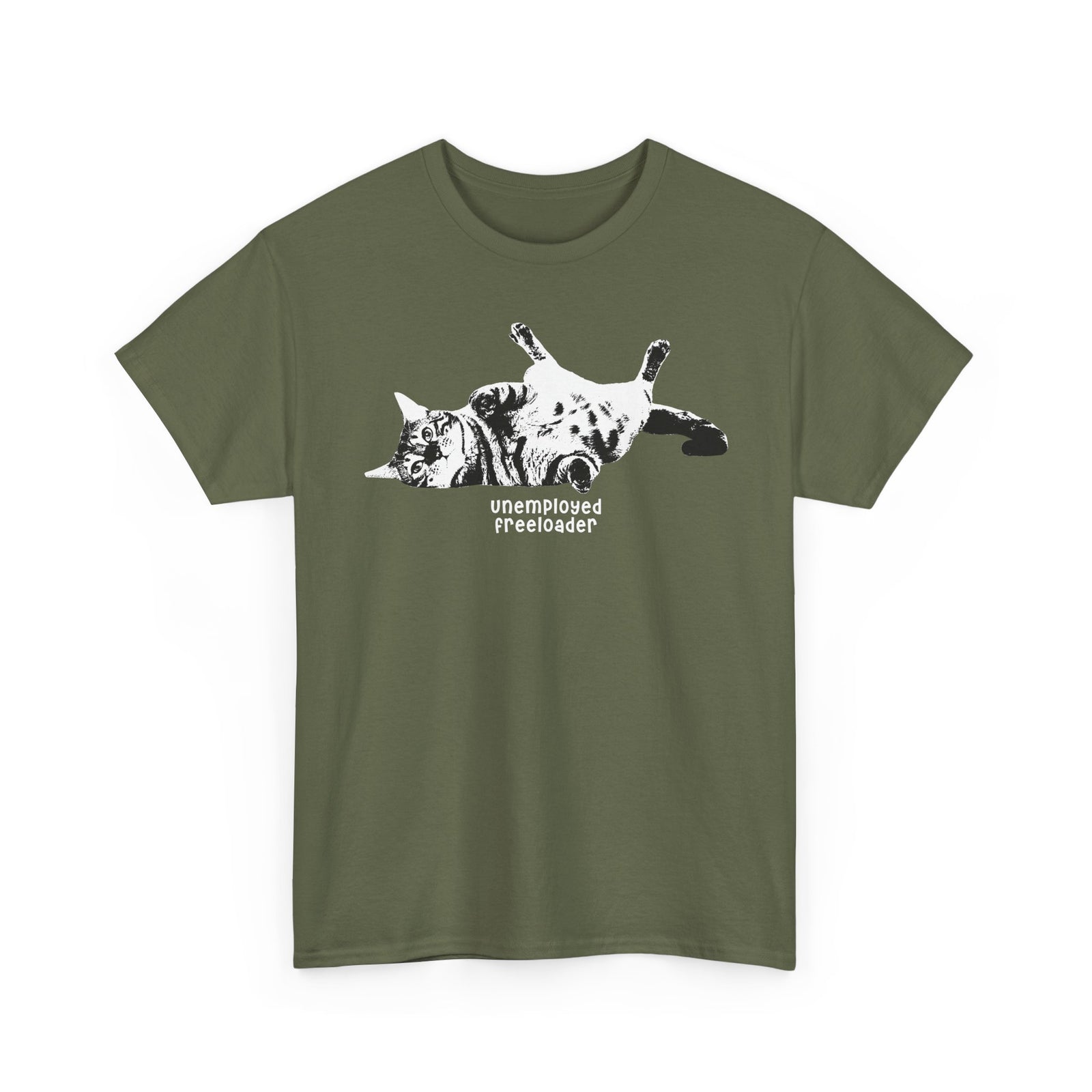 Unemployed Freeloader Cat T-Shirt — Funny Lazy Cat Graphic Tee