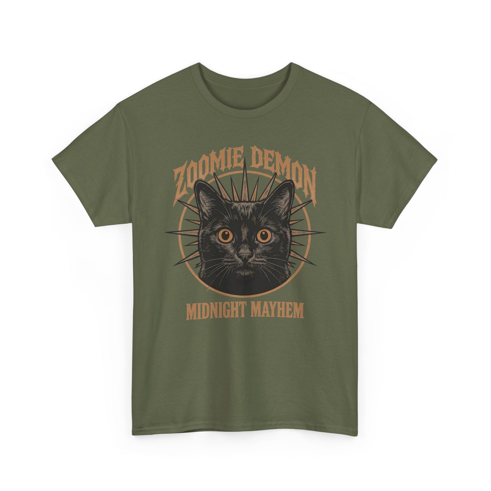 Zoomie Demon Cat T-Shirt — "Midnight Mayhem" Gothic Vintage Band Tee