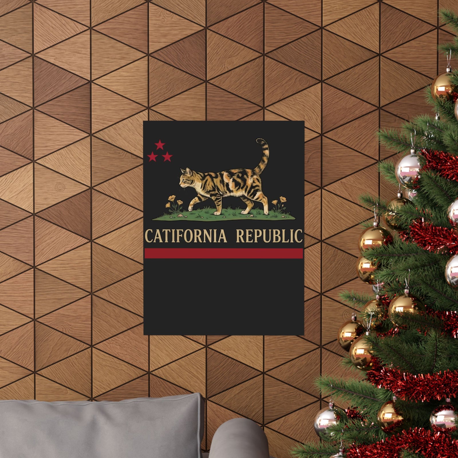 Catifornia Republic Funny Cat Poster — Vintage Cali Cat Graphic Poster