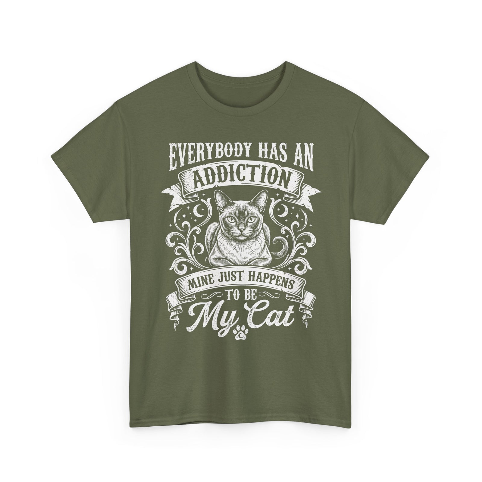 Cat Lover T-Shirt — "Everybody Has an Addiction, Mine Just Happens to Be My Cat" Graphic Tee