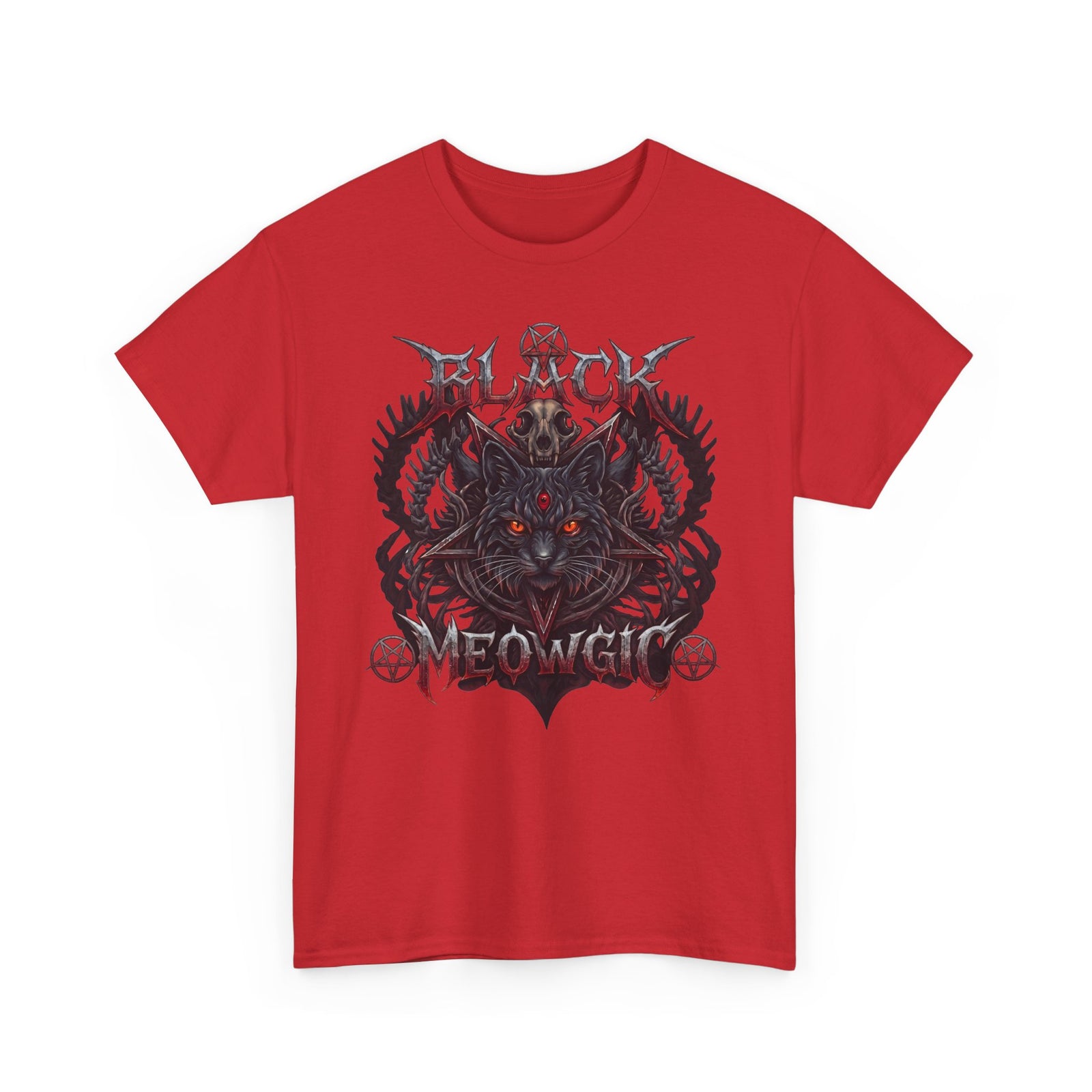 Black Meowgic Cat T-Shirt — Death Metal Occult Black Cat Tee