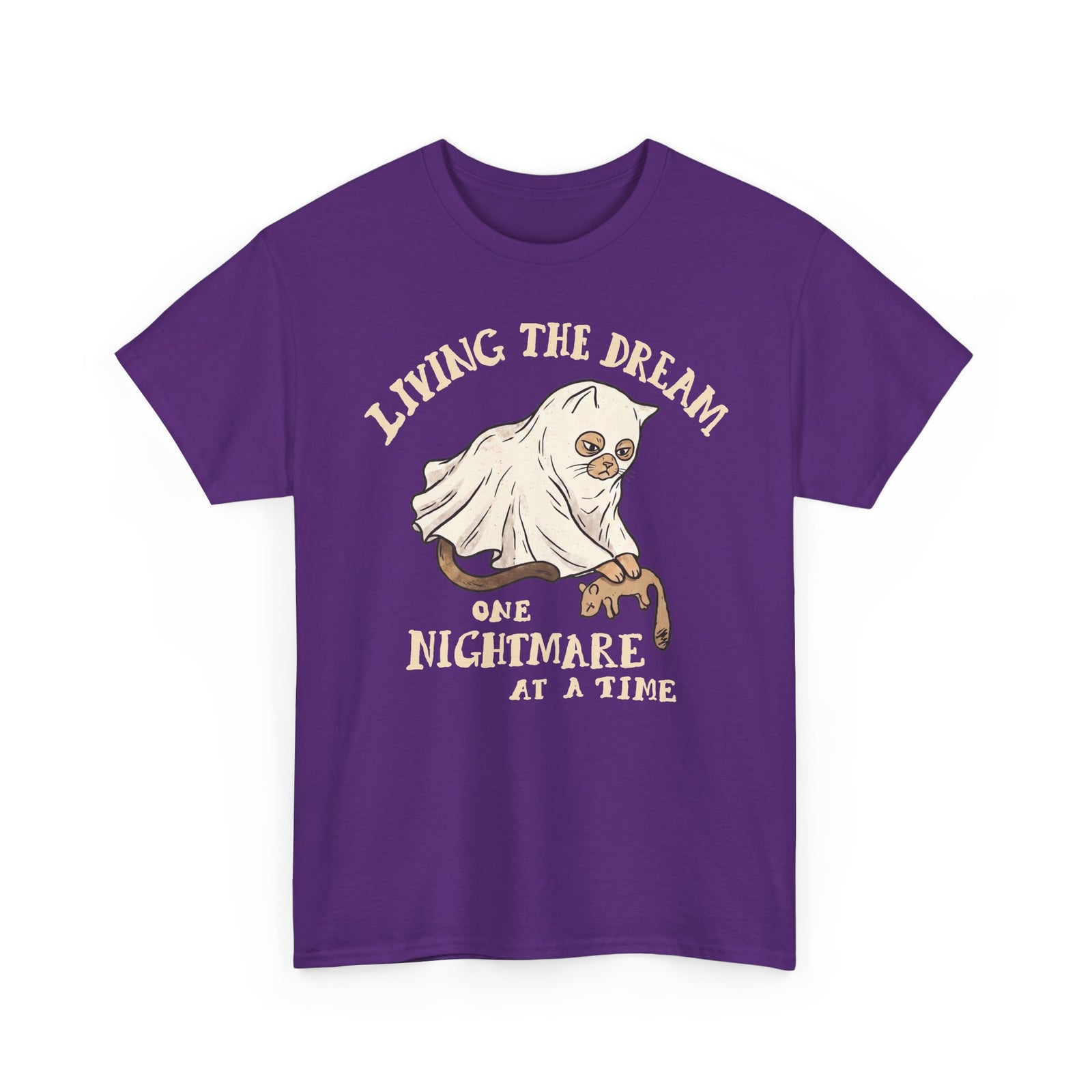 Living The Dream One Nightmare At A Time Ghost Cat — Sarcastic Halloween Art