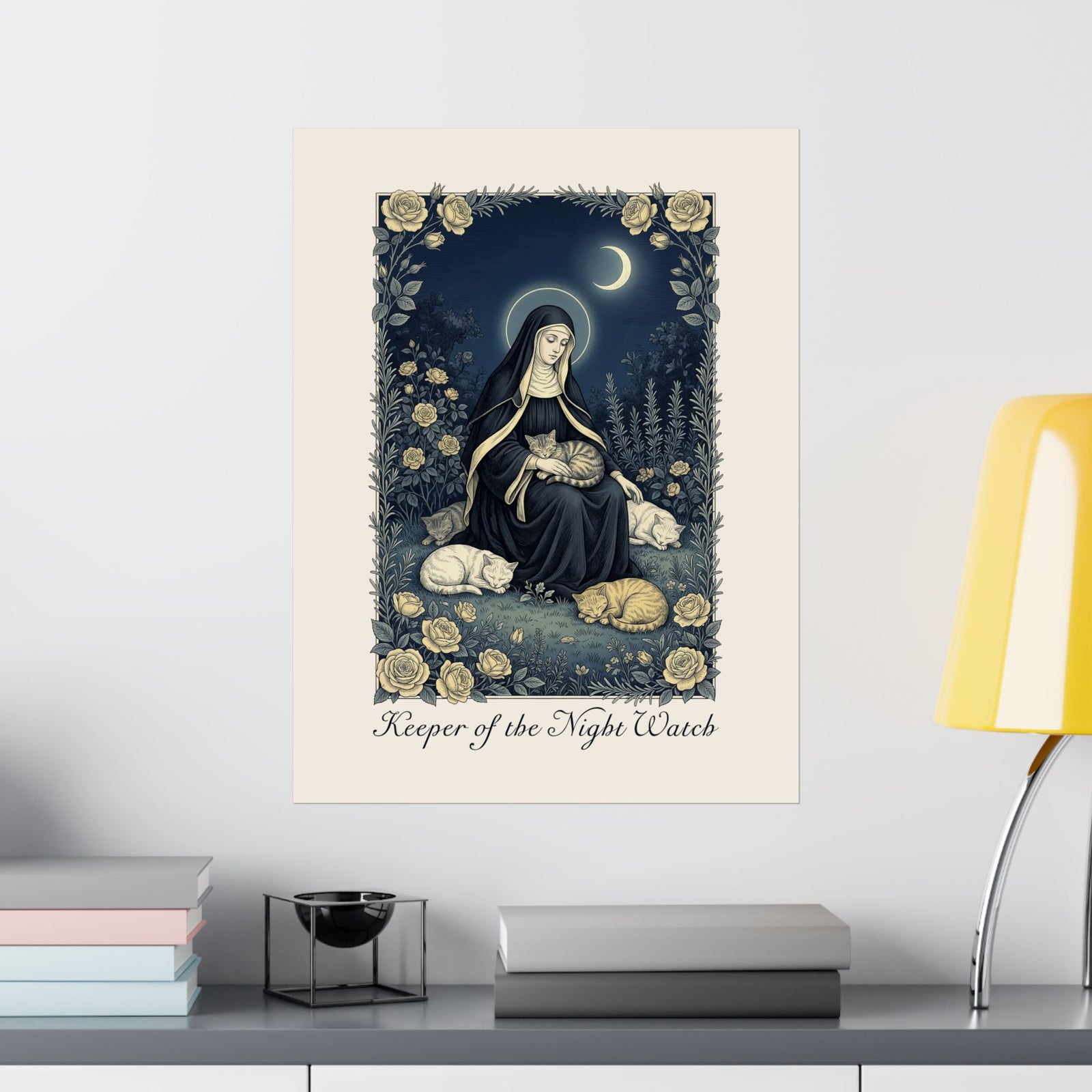 Keeper of the Night Watch Gertrude of Nivelles Cats Poster
