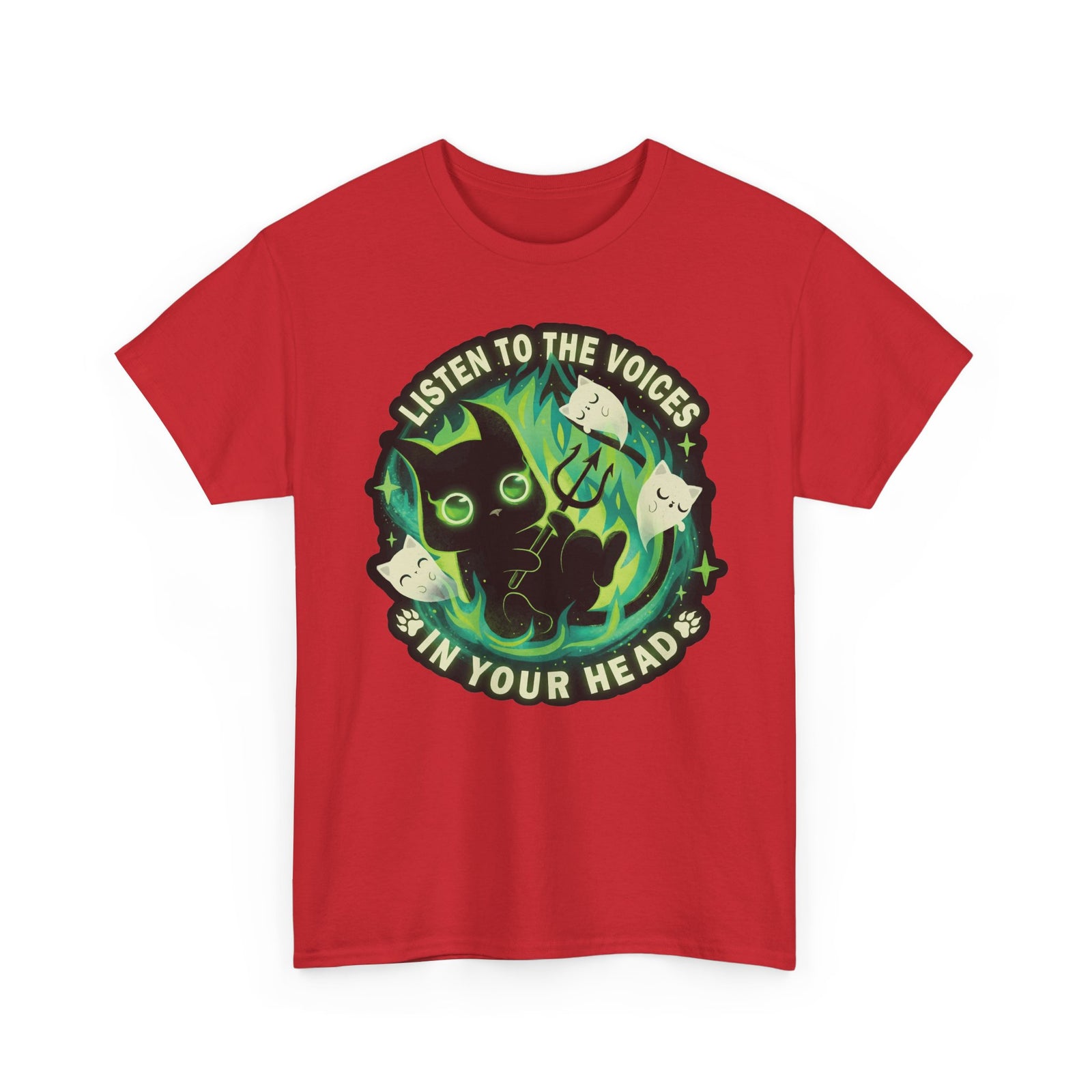 Listen To The Voices In Your Head Devil Cat — Spooky Cute Black Cat Art