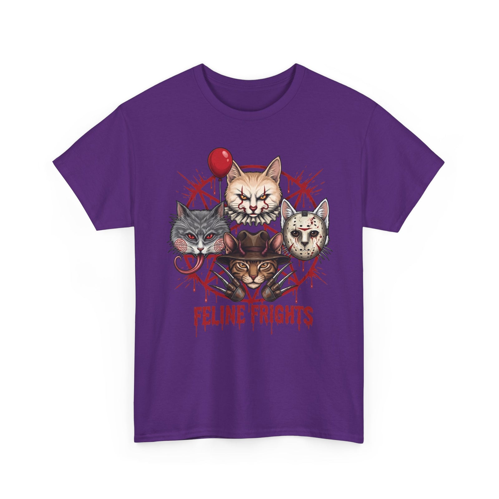 Funny Feline Frights T-Shirt — Slasher Movie Icons Cat Parody Apparel