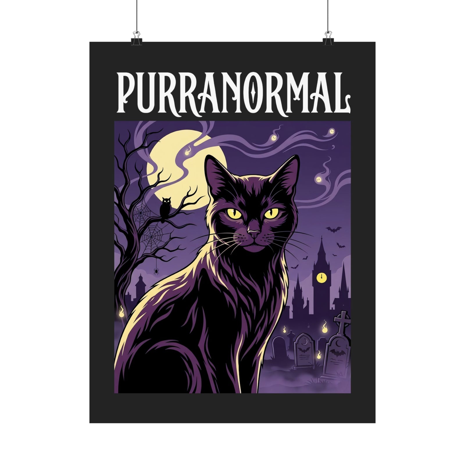 Purranormal Cat Poster — Paranormal Cat Spooky Cat Graphic Poster
