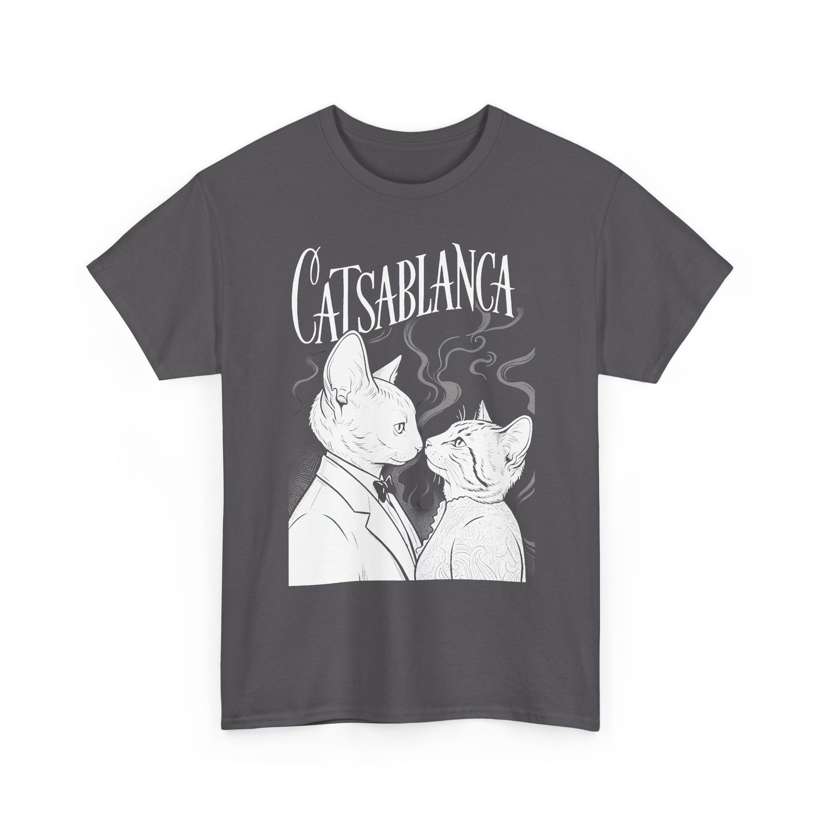 Catsablanca Graphic Tee — Retro Noir Cat Movie Parody T-Shirt