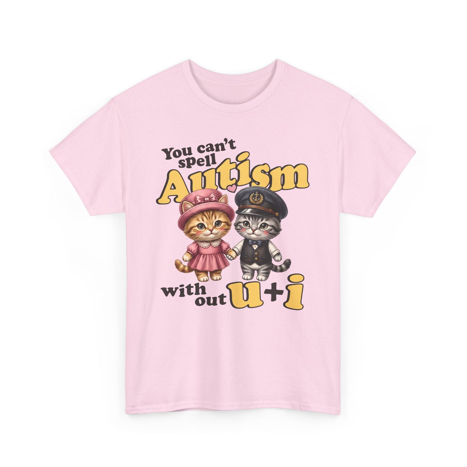 You Can't Spell Autism Without U + I T-Shirt — Cute Cartoon Couple Cats Tee