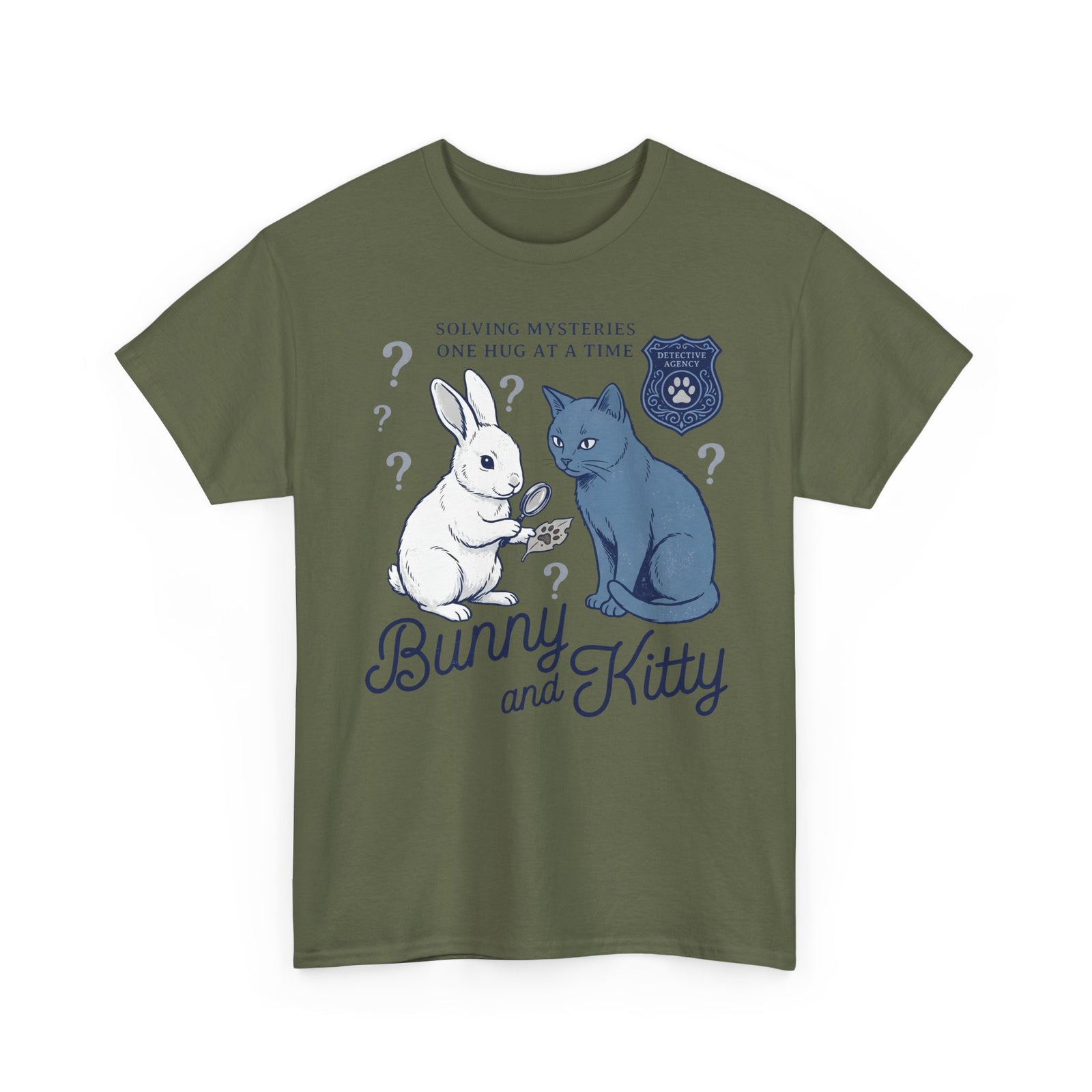Detective Bunny & Kitty T-Shirt — Cute 'Solving Mysteries One Hug At A Time' Tee