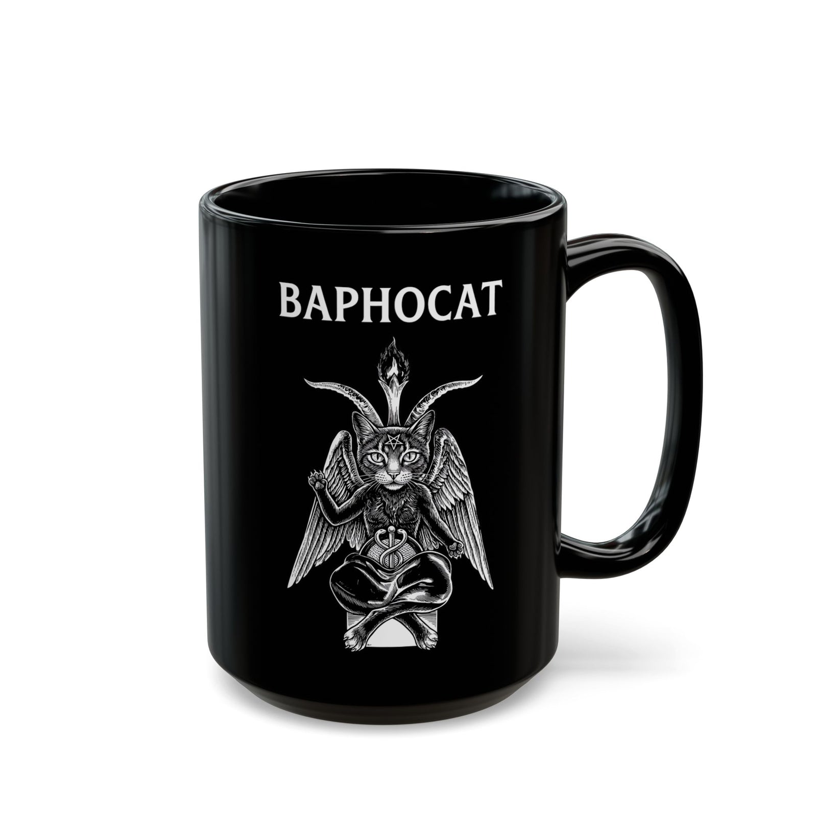 Baphocat Dark Evil Cat Black Mug