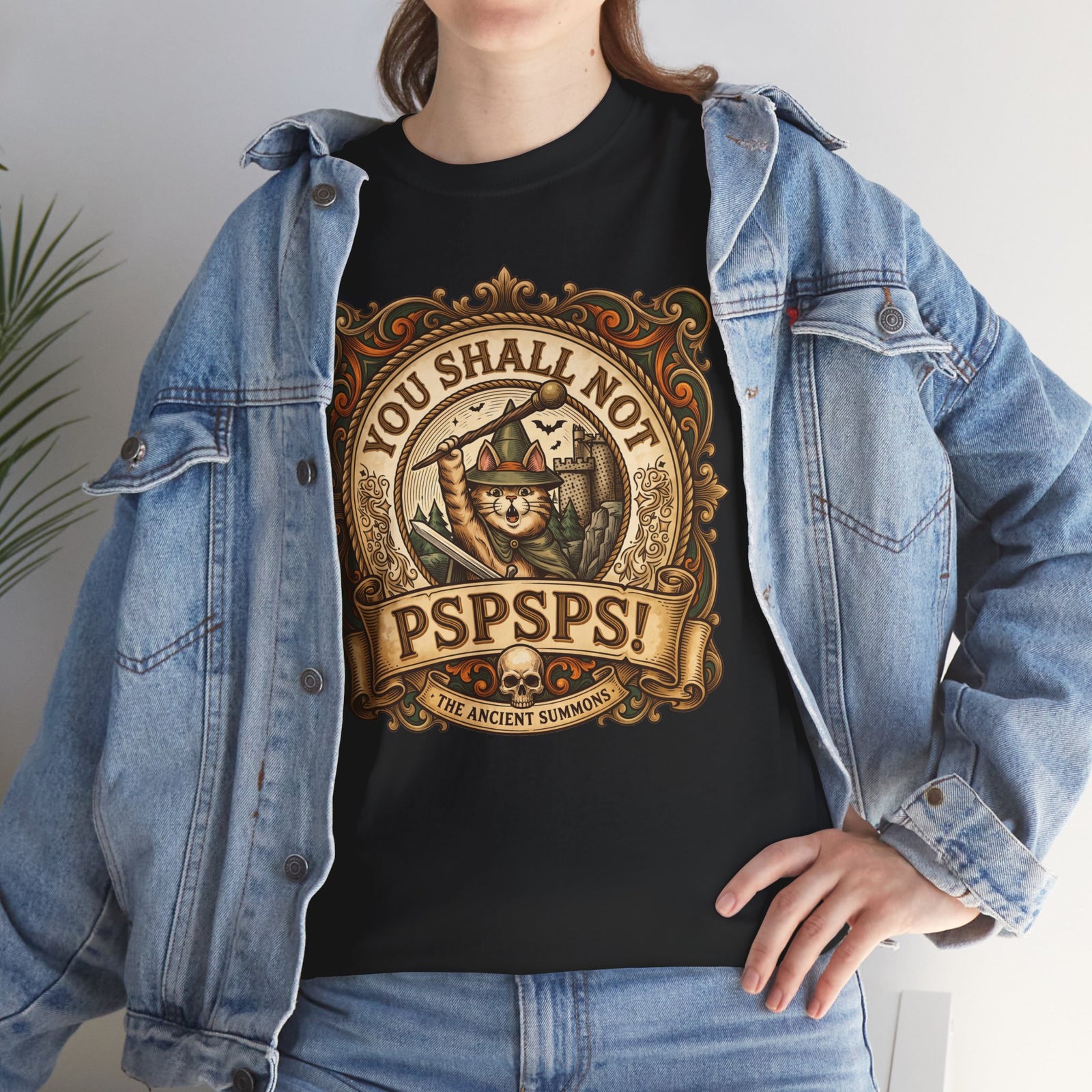 You Shall Not Pspsps Ancient Summons Cat Shirt — Fantasy Wizard T-Shirt
