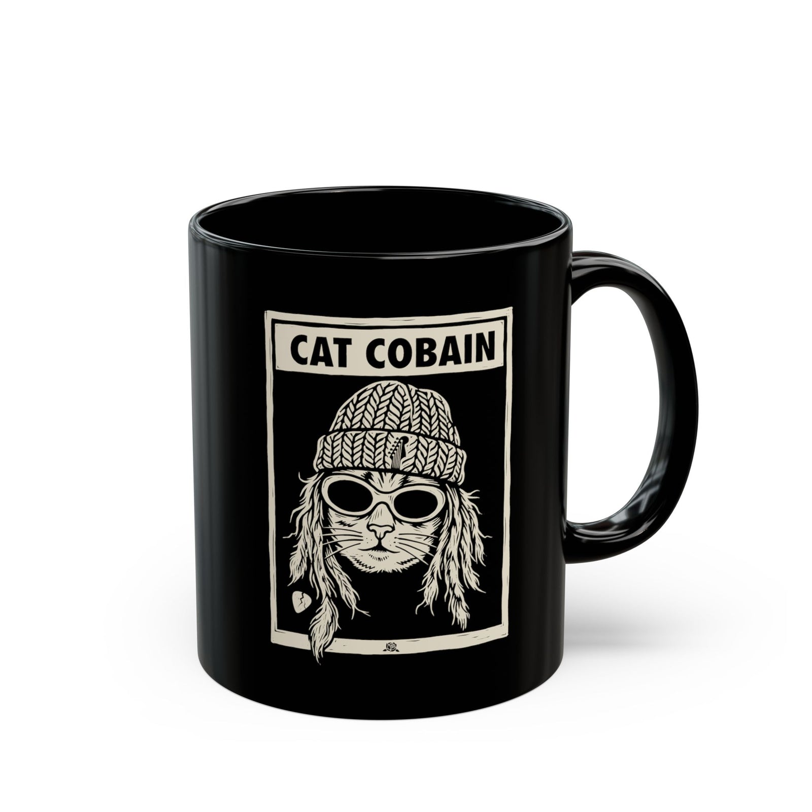 Cat Cobain Black Mug