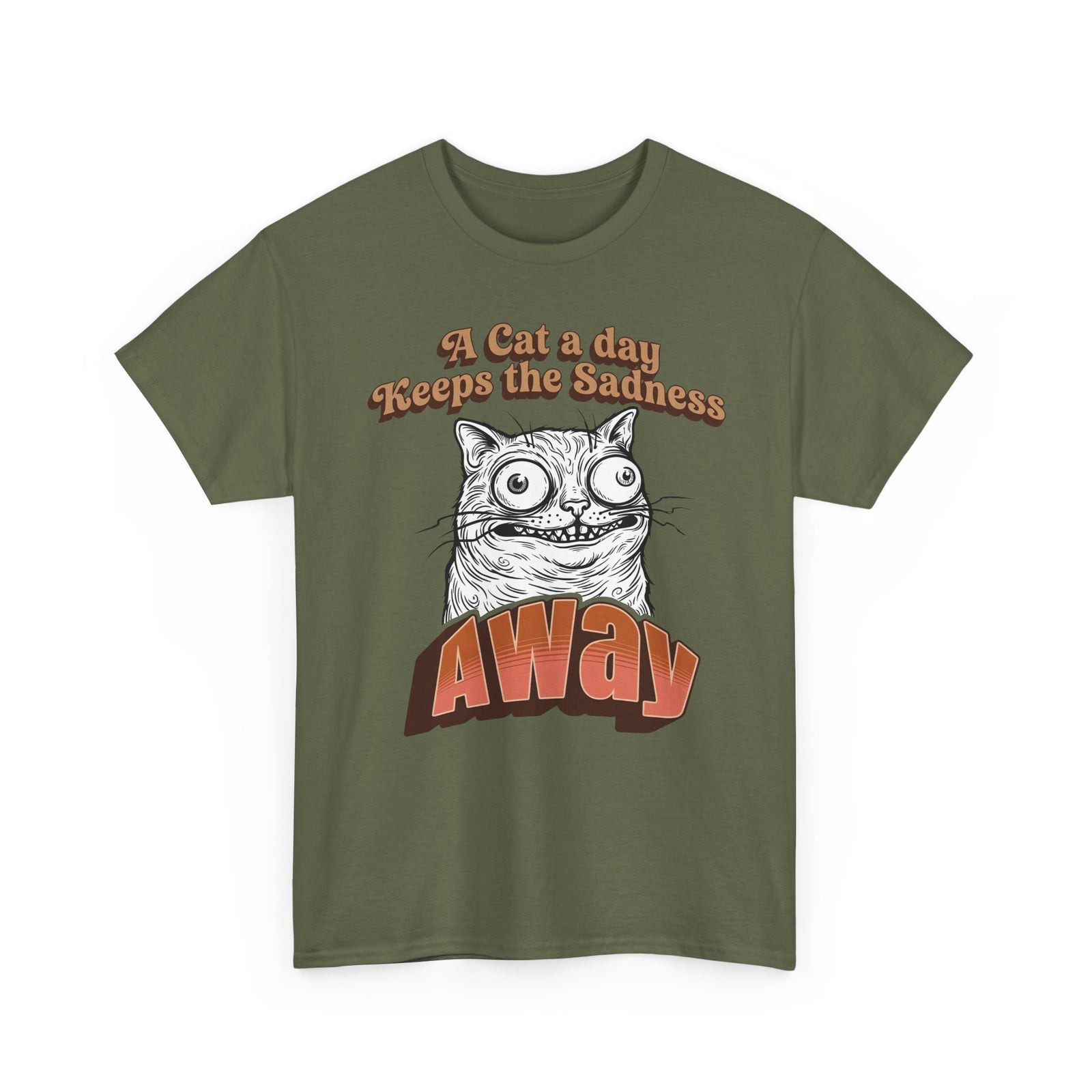 Cat A Day Keeps The Sadness Away T-Shirt — Cute Mental Health Cat Tee