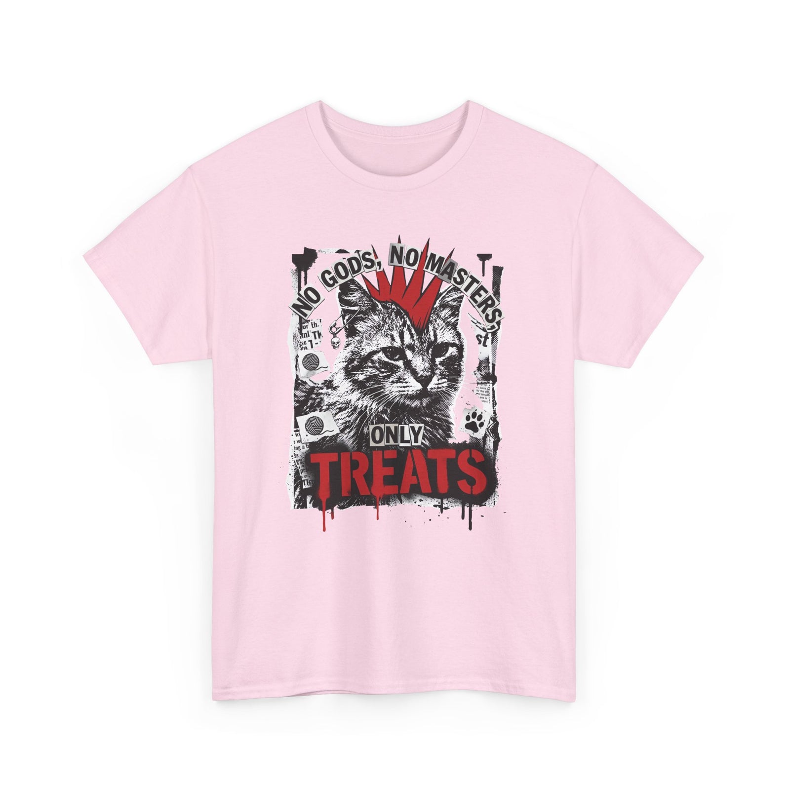 Punk Cat Tee — “No Gods No Masters, Only Treat” Graphic T-Shirt
