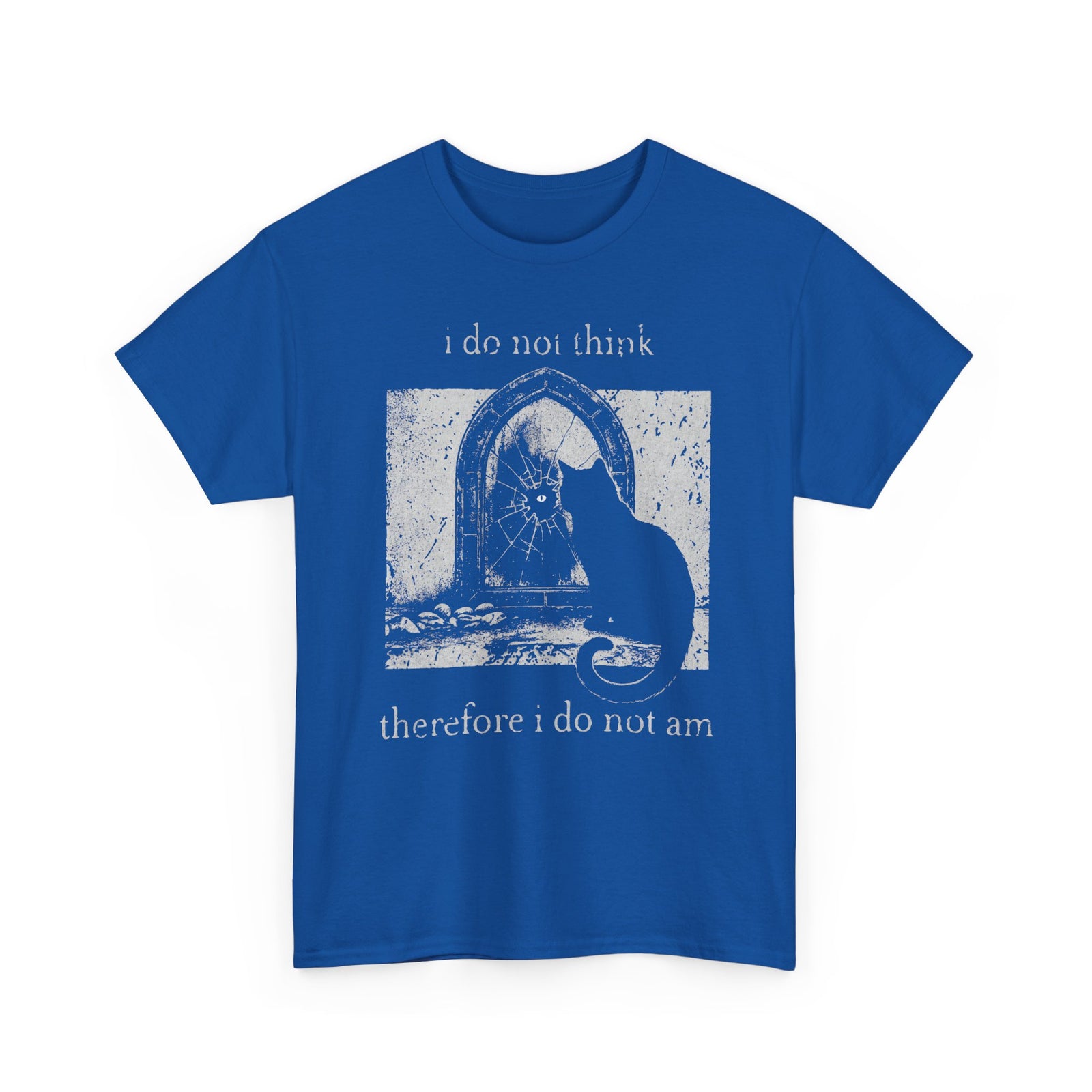 Vintage Black Cat T-Shirt — "I Do Not Think Therefore I Do Not Am"