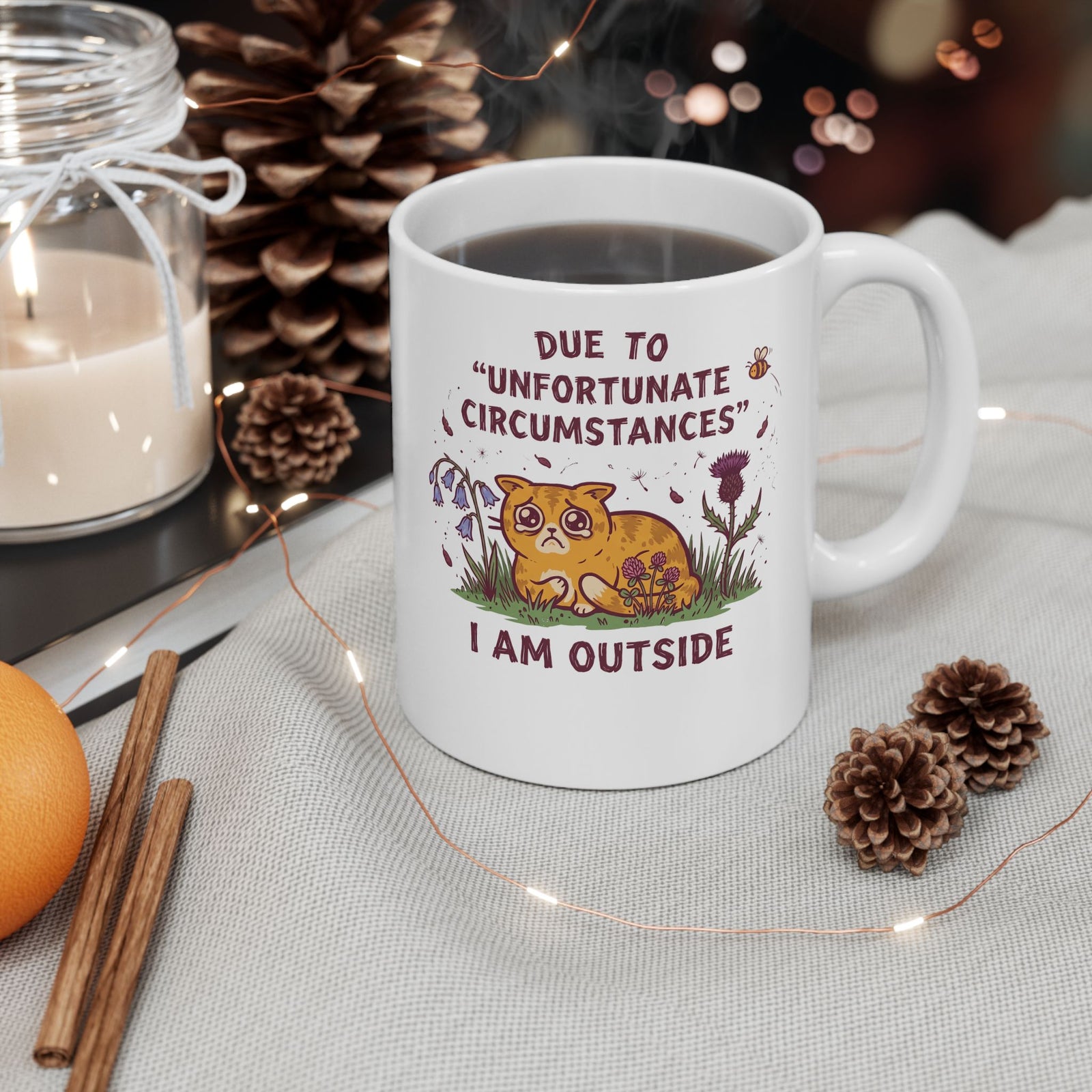 I'm Outside Funny Cat Ceramic Mug
