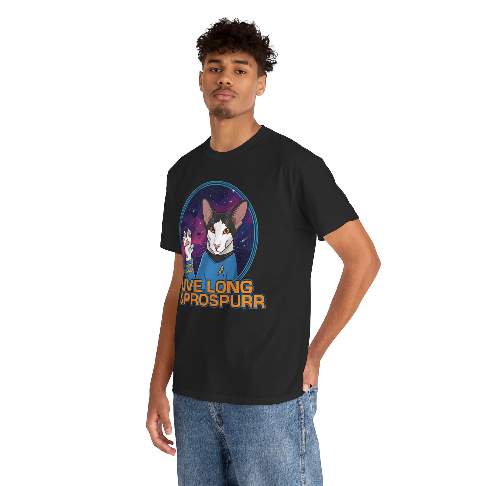 Sci‑Fi Cat 'Live Long Prospurr' T-Shirt
