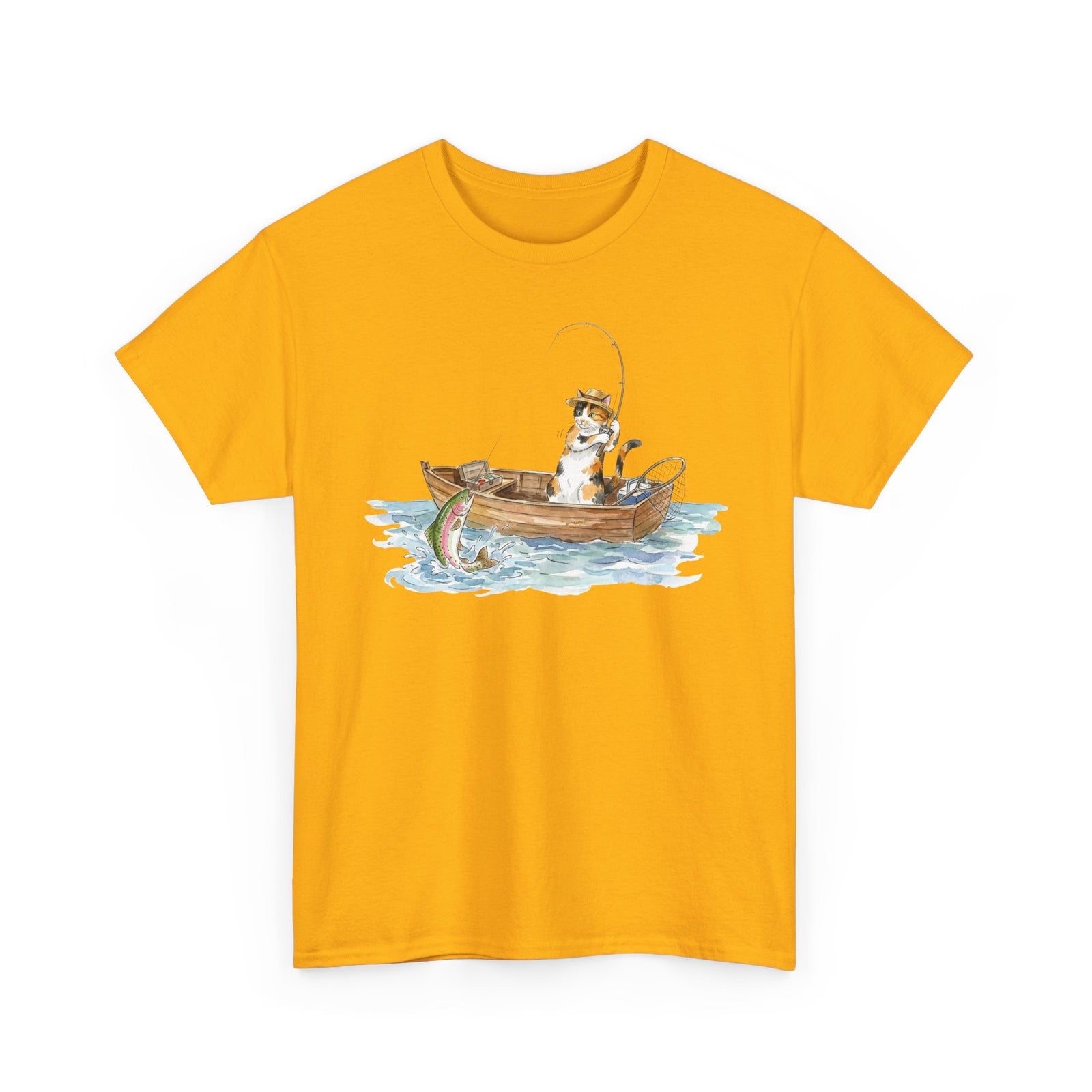 Cat Fishing T-Shirt — Funny Fishing Cat Graphic Tee