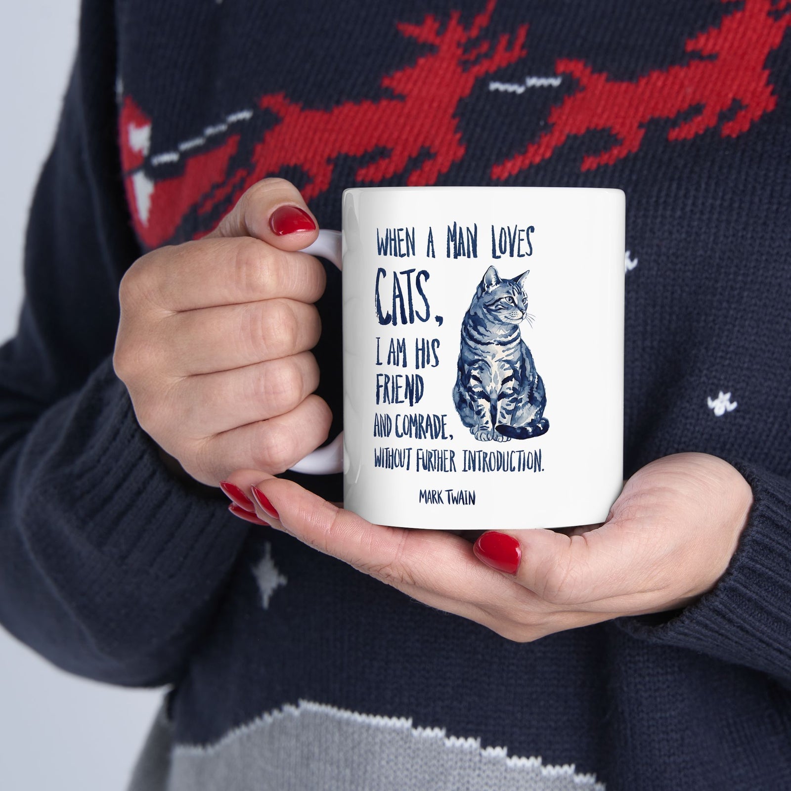 "When a Man Loves Cats" Graphic Mug — Funny Cat Lover Ceramic Mug