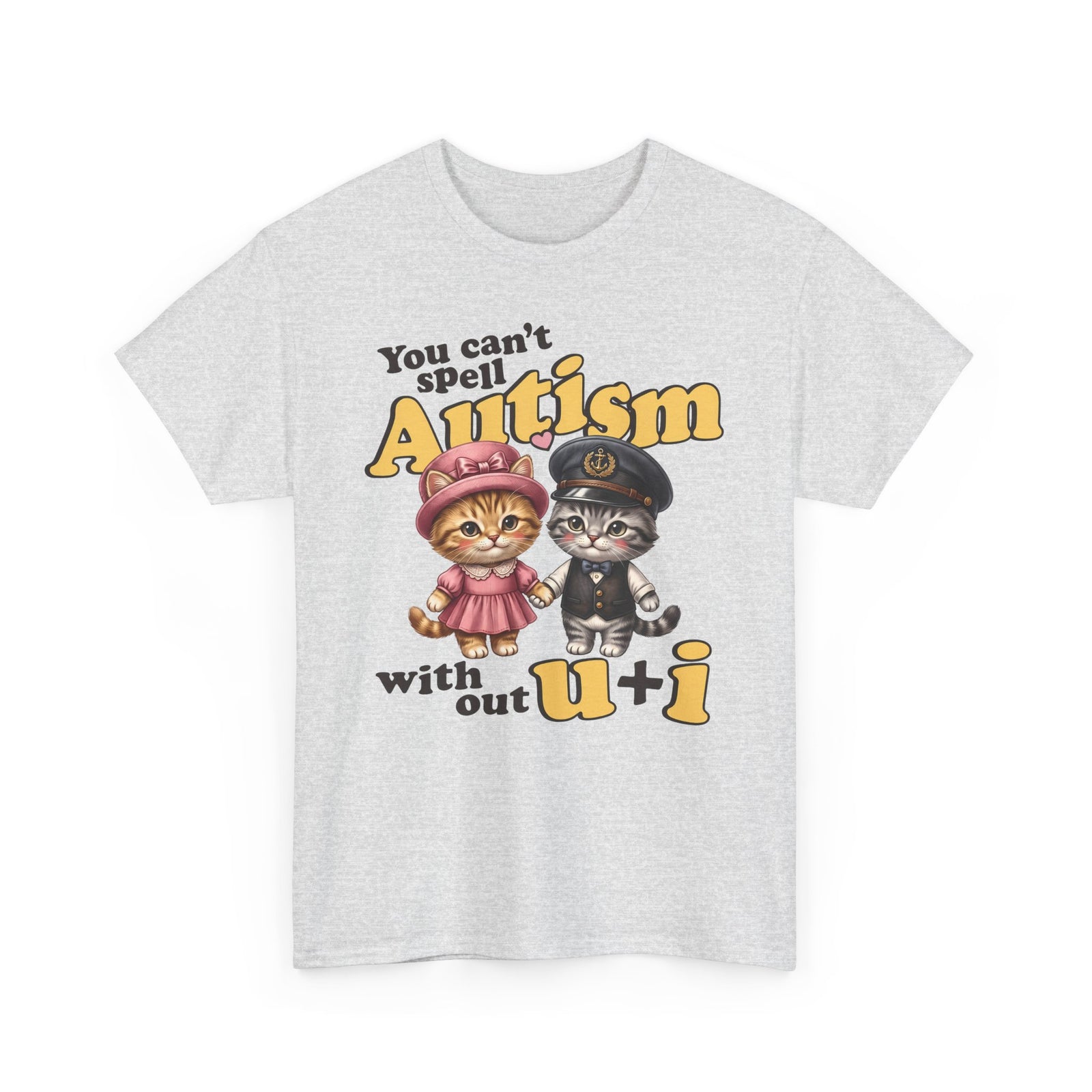 You Can't Spell Autism Without U + I T-Shirt — Cute Cartoon Couple Cats Tee