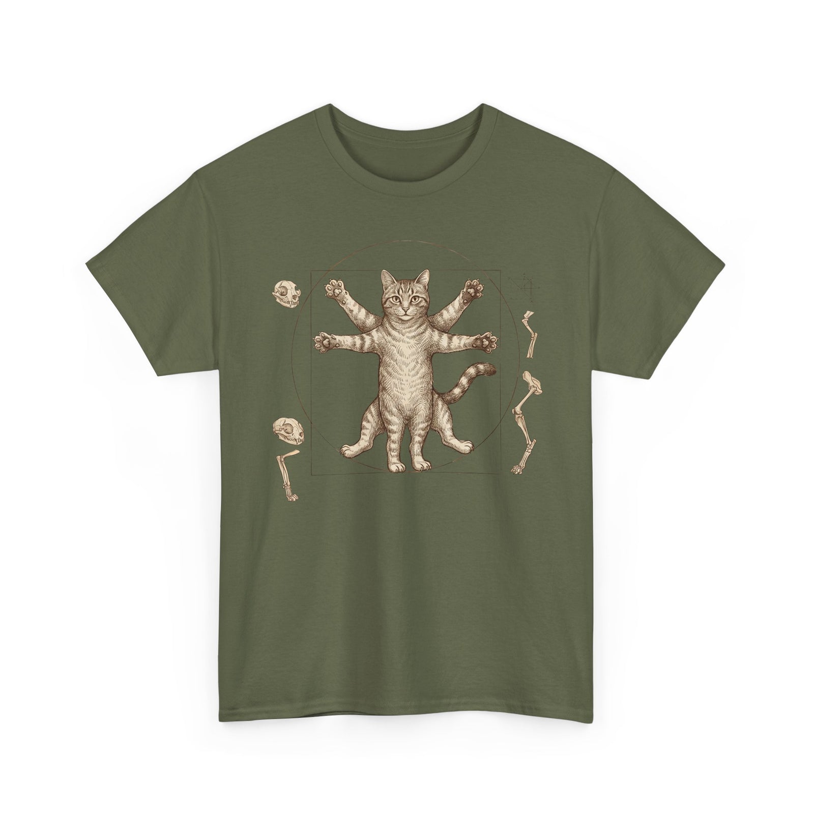 Vitruvian Cat T-Shirt — Anatomical Cat Art Tee