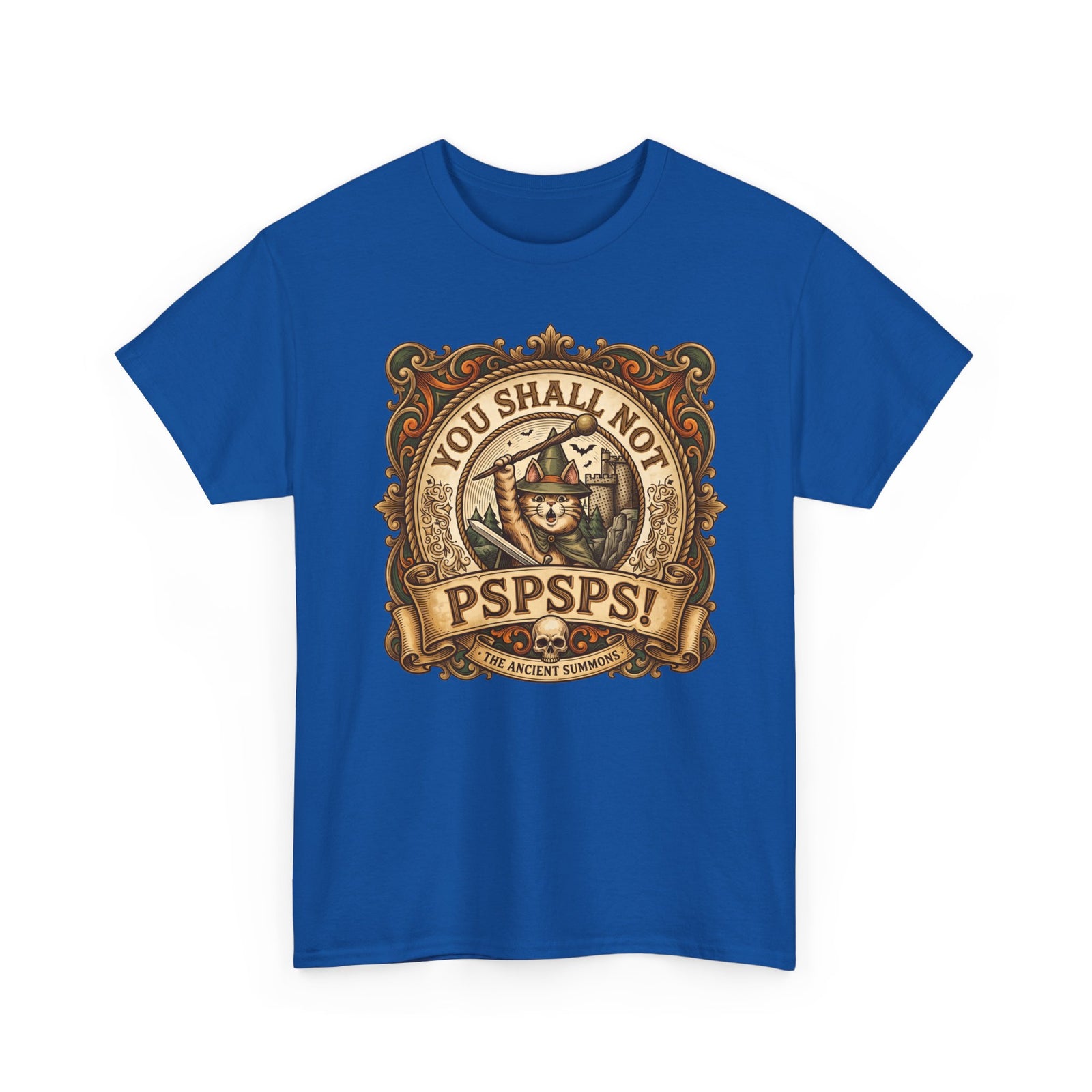 You Shall Not Pspsps Ancient Summons Cat Shirt — Fantasy Wizard T-Shirt