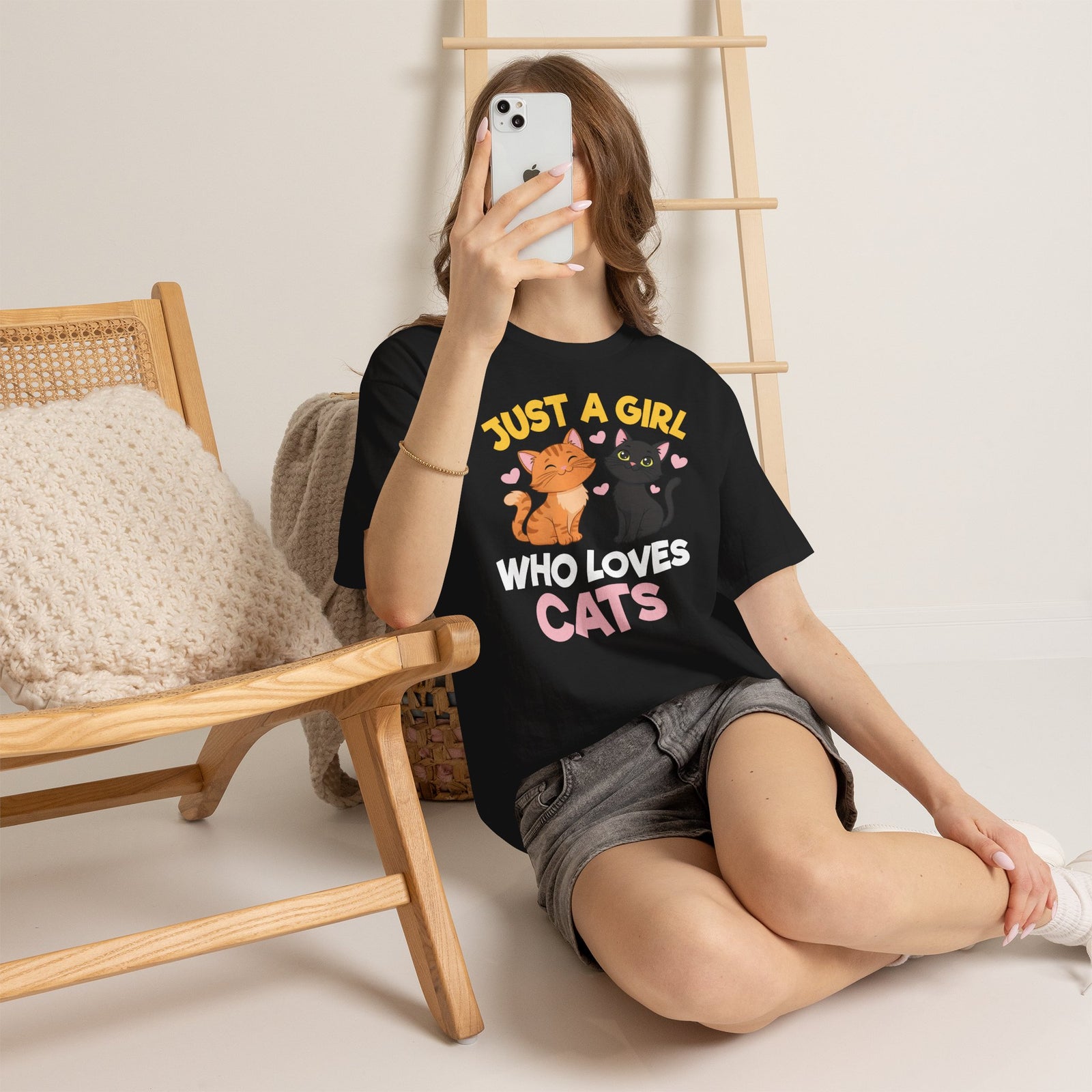 Just a Girl Who Loves Cats T-Shirt — Cute Cat Lover Tee