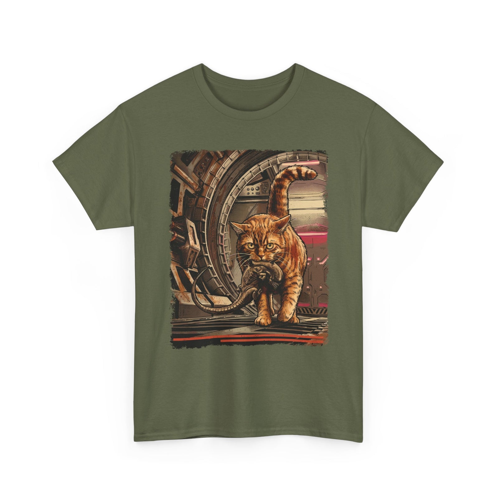 Alien Pest Control Cat T-Shirt — Retro Sci-Fi Space Apparel
