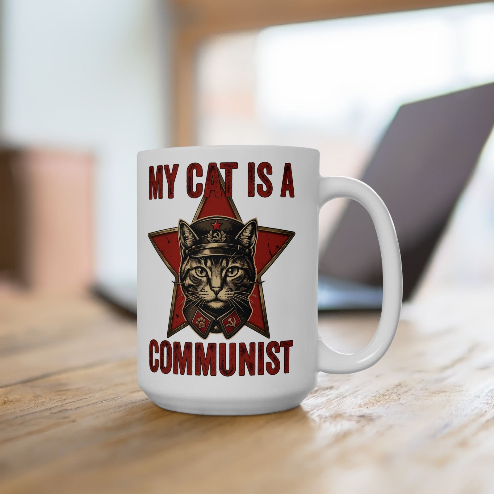 Communist Cat Ceramic Mug — "My Cat Is A Communist Cat" Funny Political Cat Mug