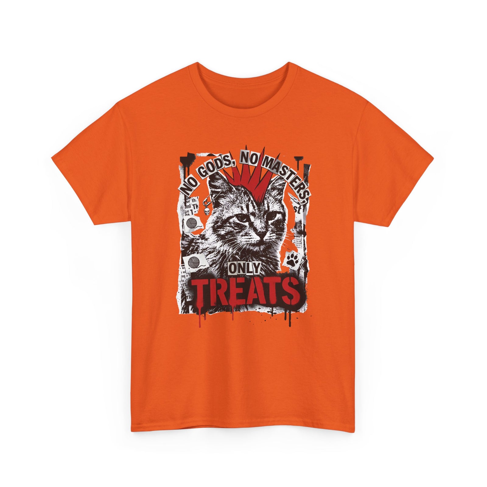 Punk Cat Tee — “No Gods No Masters, Only Treat” Graphic T-Shirt