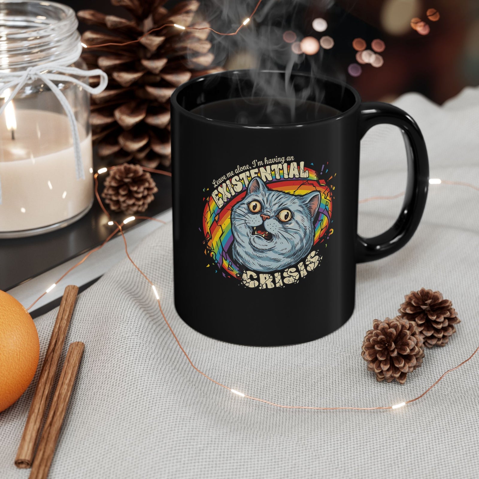 Funny Cat T‑Mug — "Leave Me Alone, I'm Having an EXISTENTIAL CRISIS"