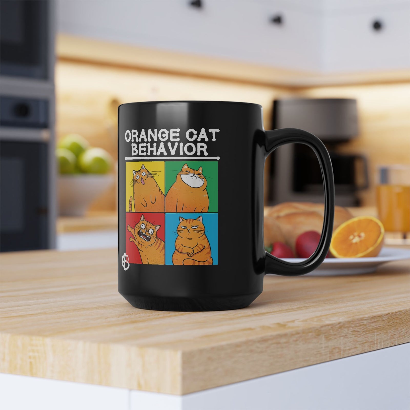 Orange Cat Behavior Black Mug Funny Cat Lover Mug