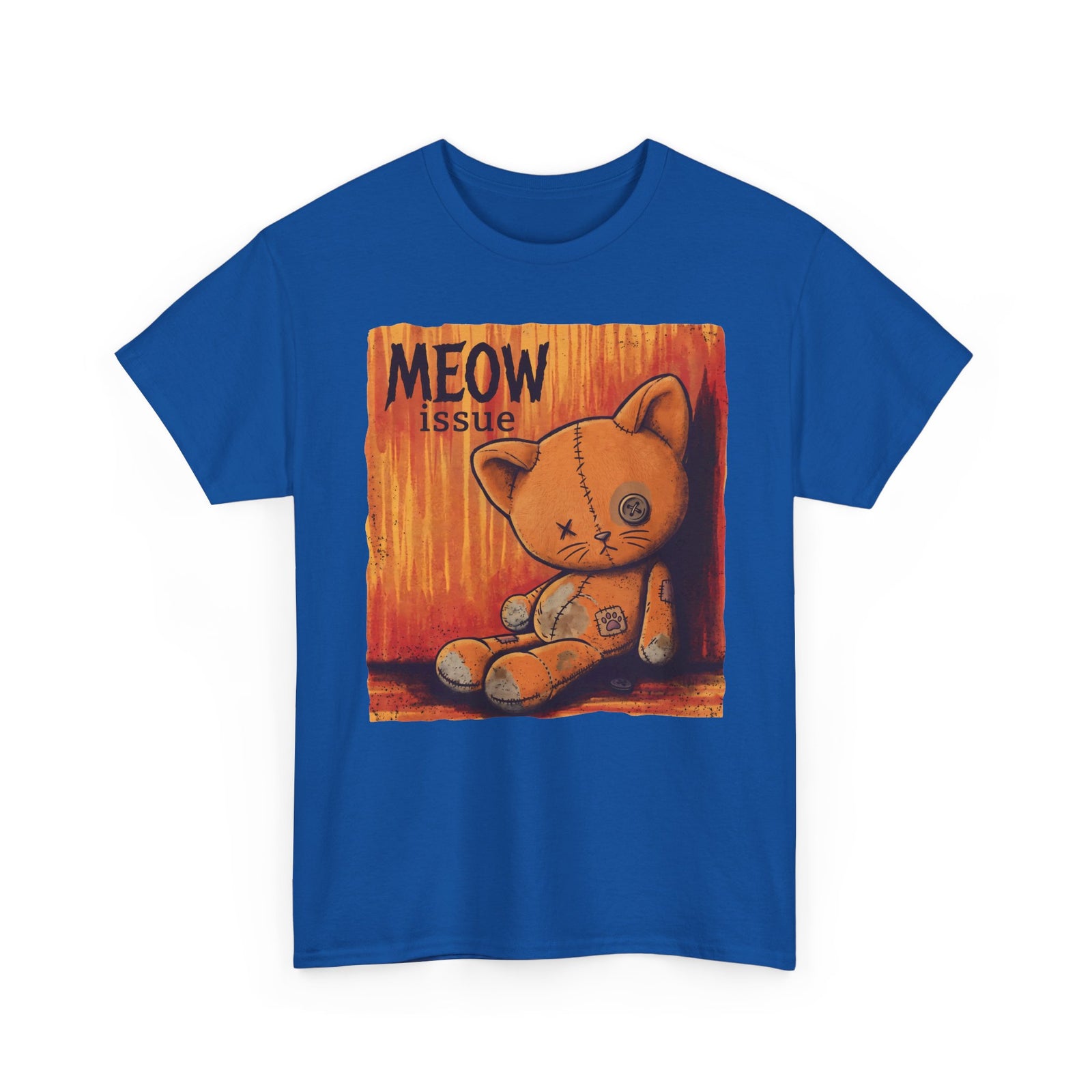 Meow Issue Stitched Plush Cat — Nu-Metal Parody Graphic Art