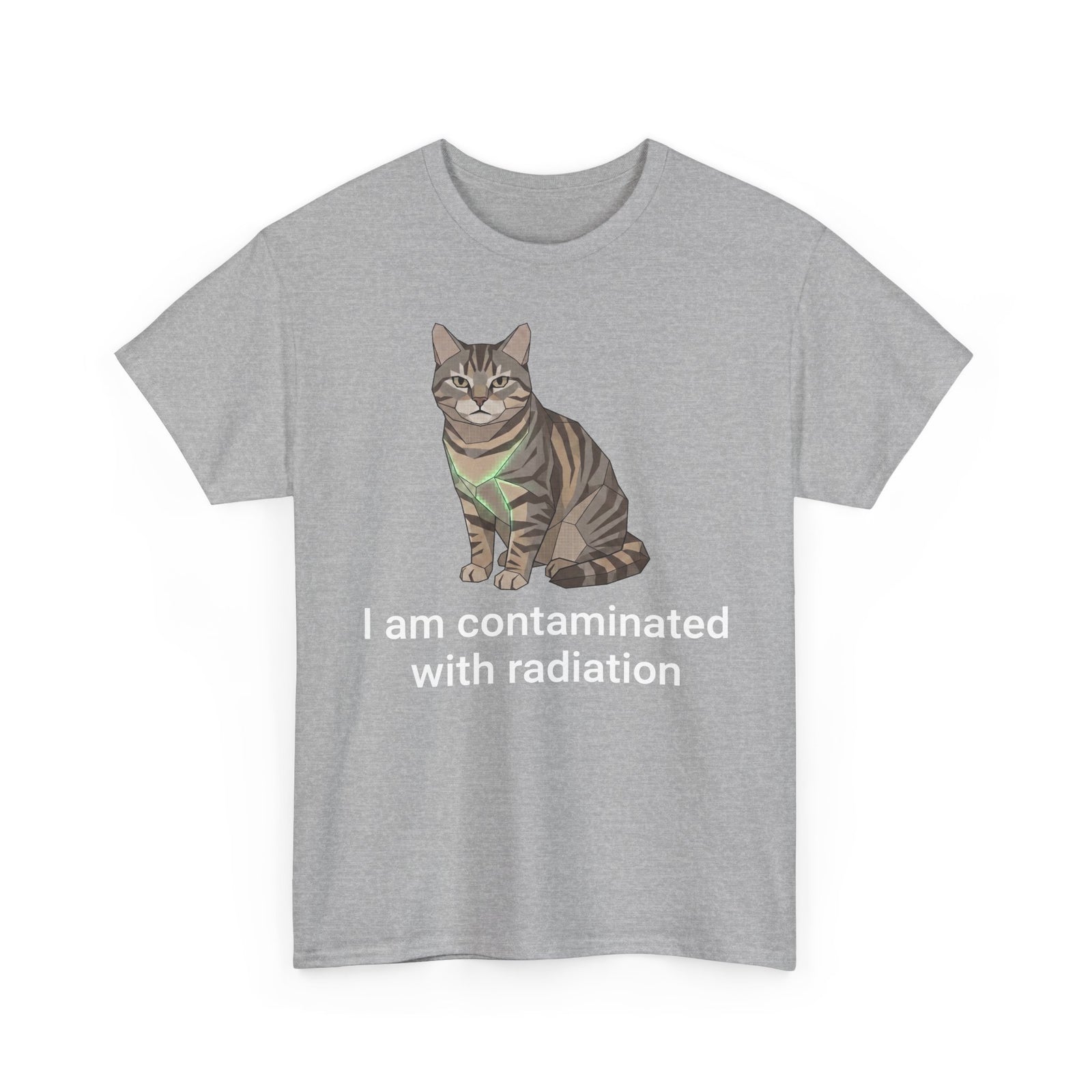 Funny Cat T-Shirt "I Am Contaminated with Radiation" Humorous Retro Radioactive Tee