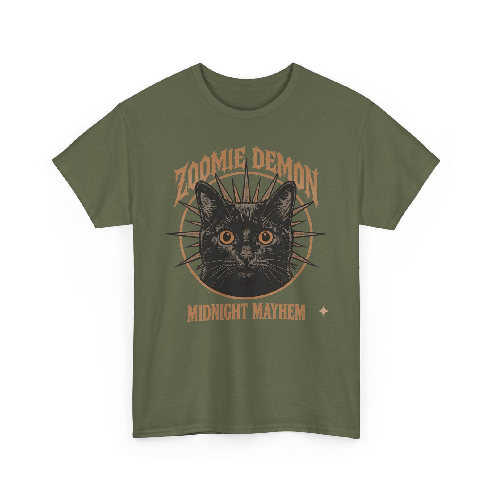 Zoomie Demon Cat T-Shirt — "Midnight Mayhem" Gothic Vintage Band Tee