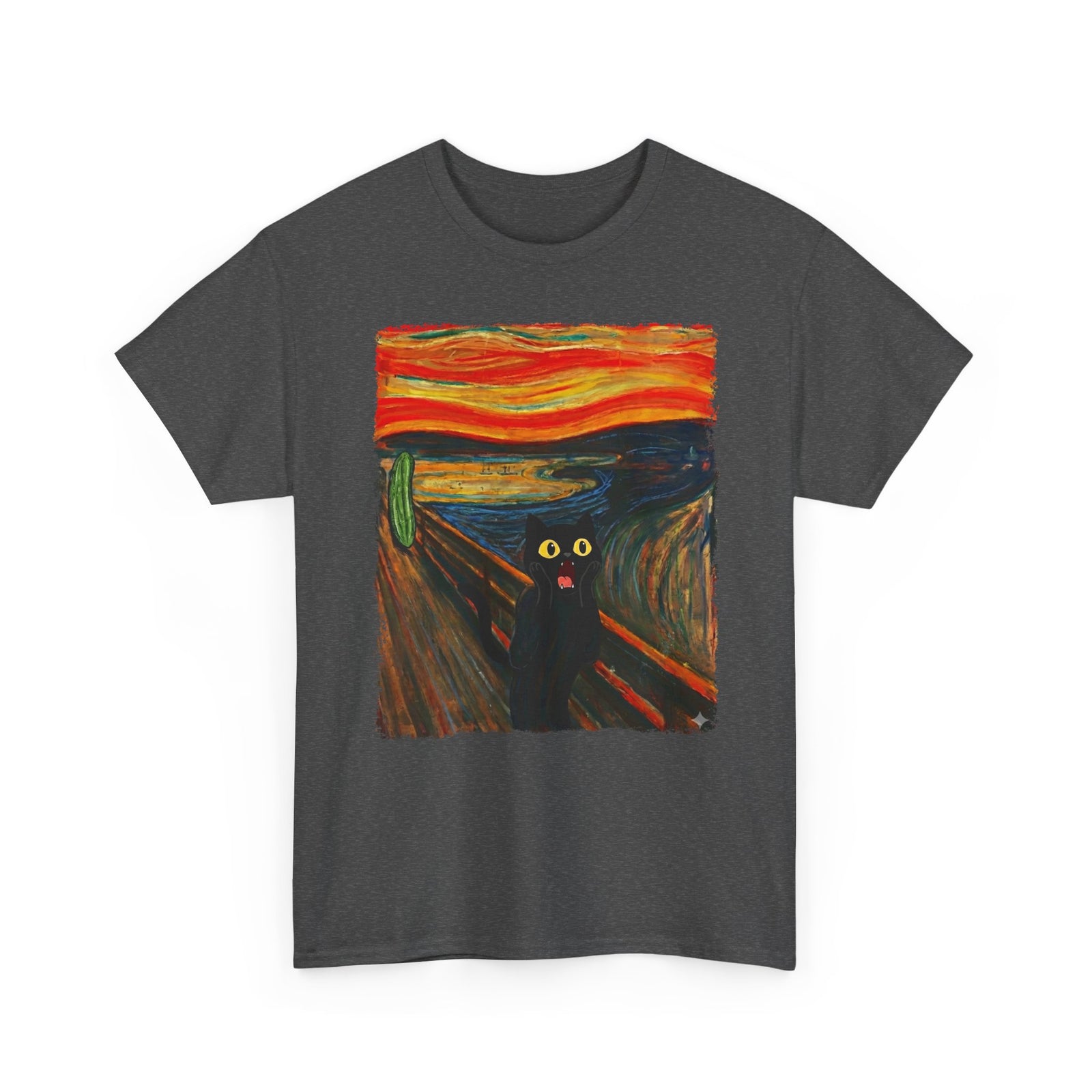 Black Cat Scream T-Shirt — Cats Scared by Cucumbers Graphic Tee