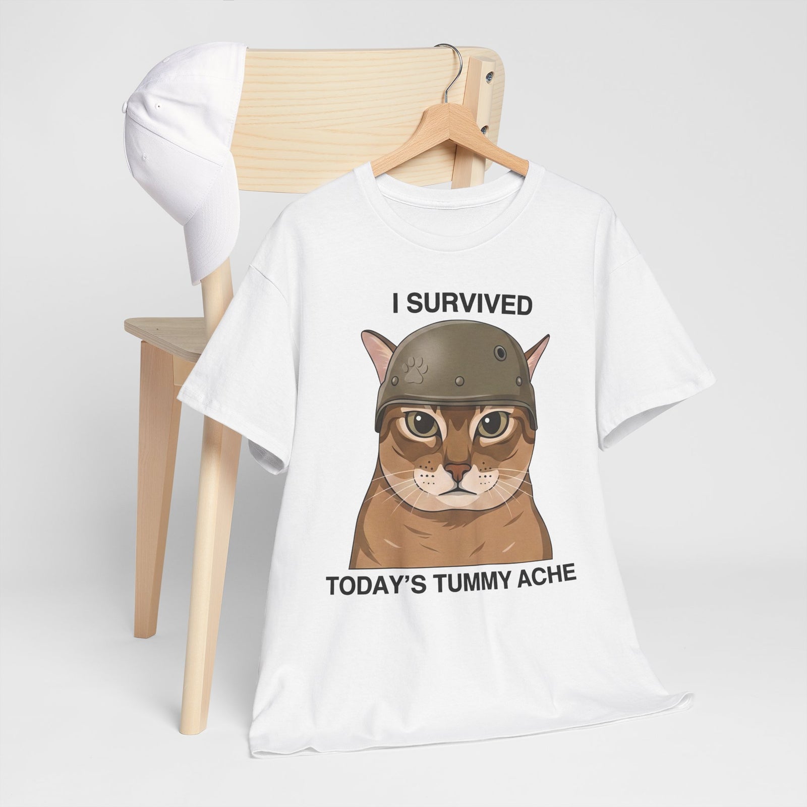 I Survived Today's Tummy Ache T-Shirt — Funny Novelty Tee for Moms, Kids & Caregivers