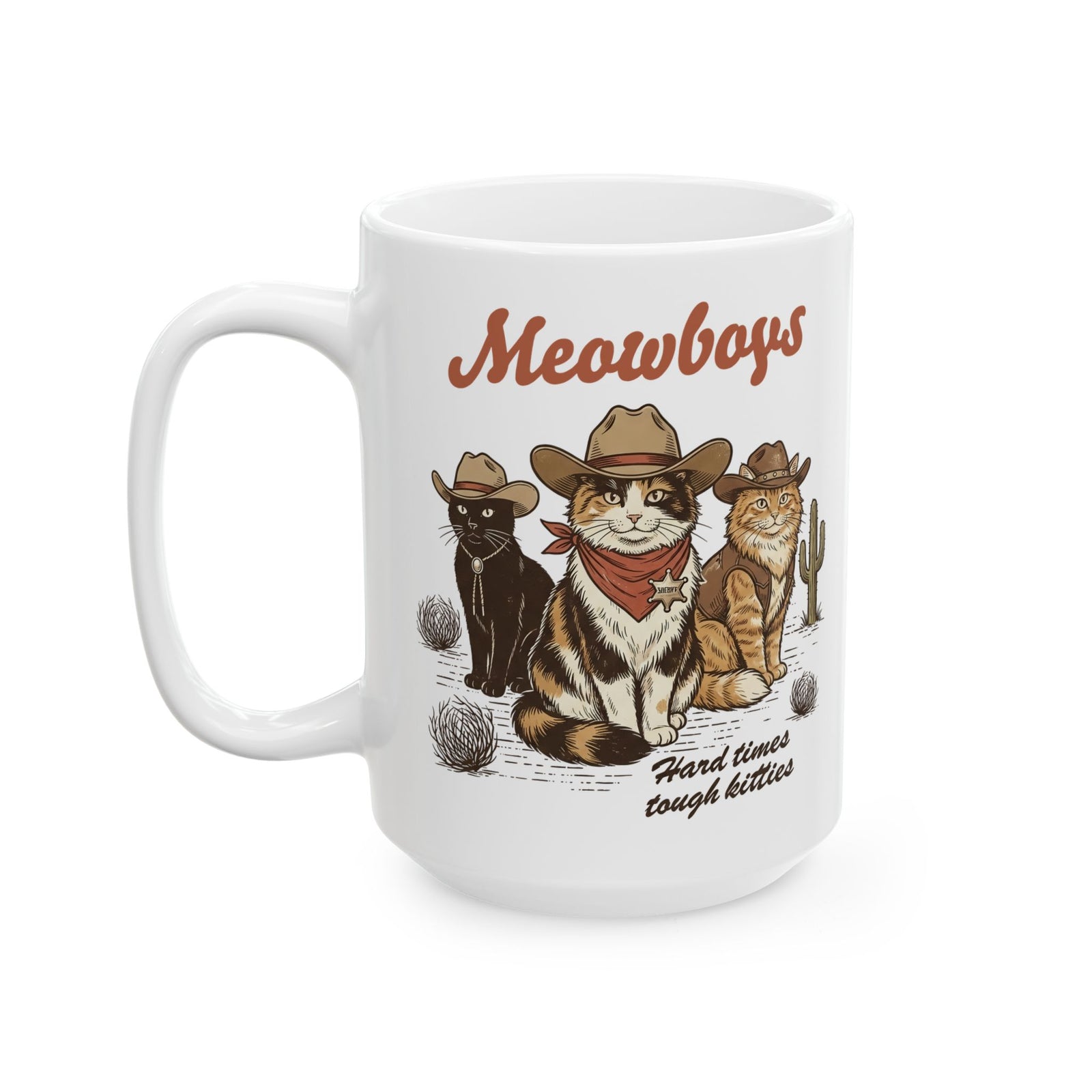 Meowboys Cat Cowboy Ceramic Mug — Funny Western Cat Mug for Cat Lovers