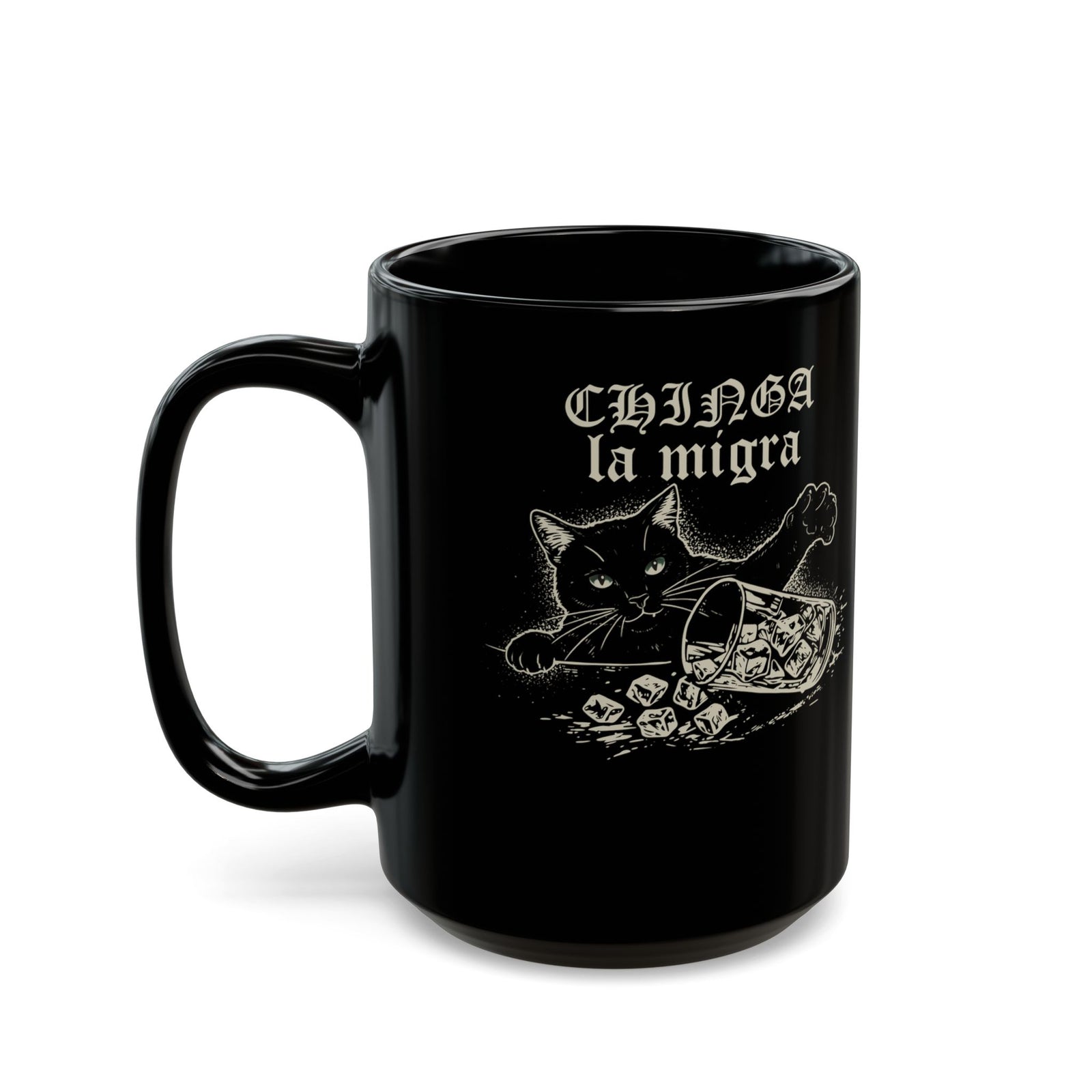 Chinga la migra Cat Black Mug